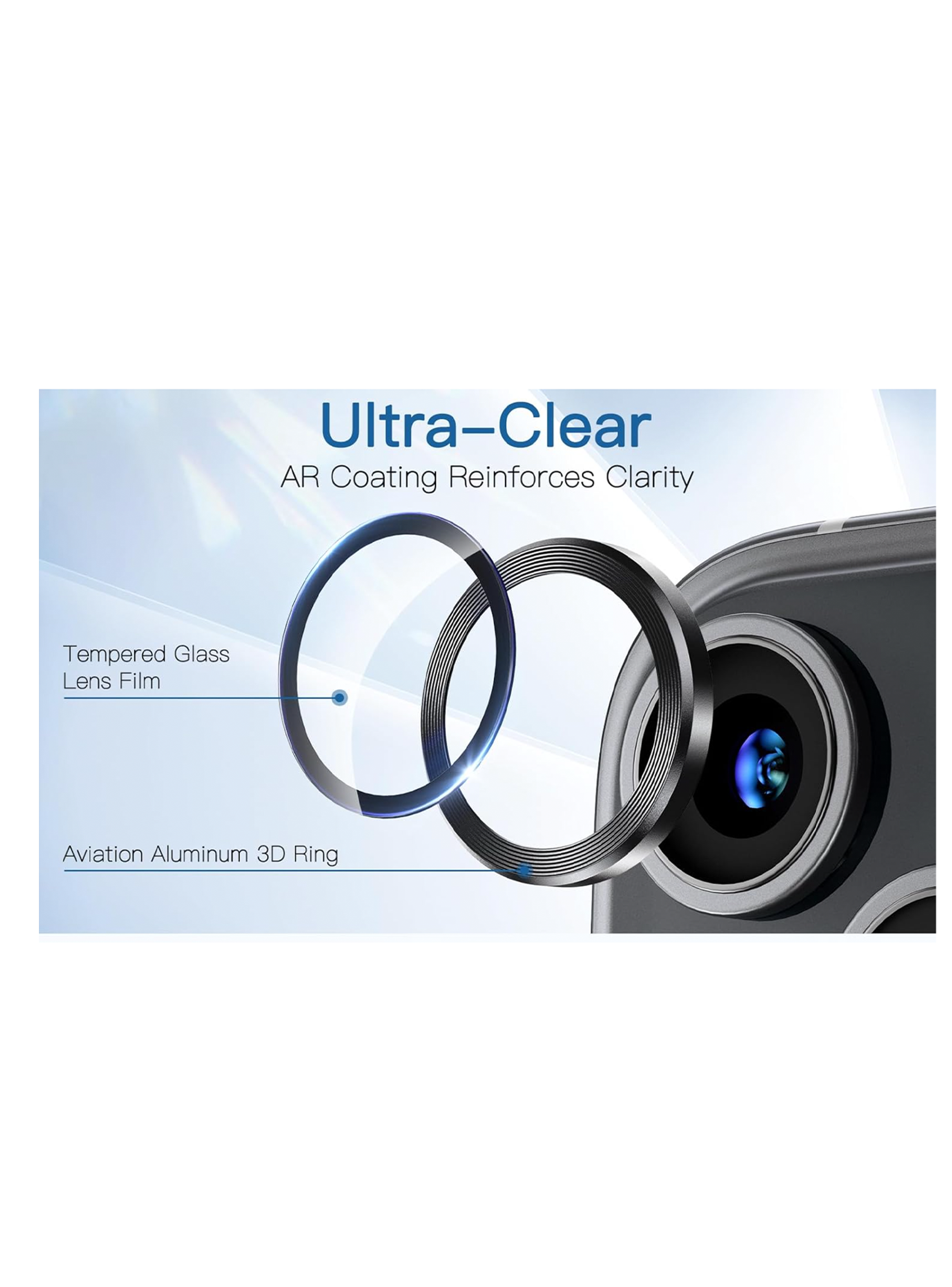Protector de Lentes de Camara Para iPhone 14 / 14 Plus Metalizada Negro-1