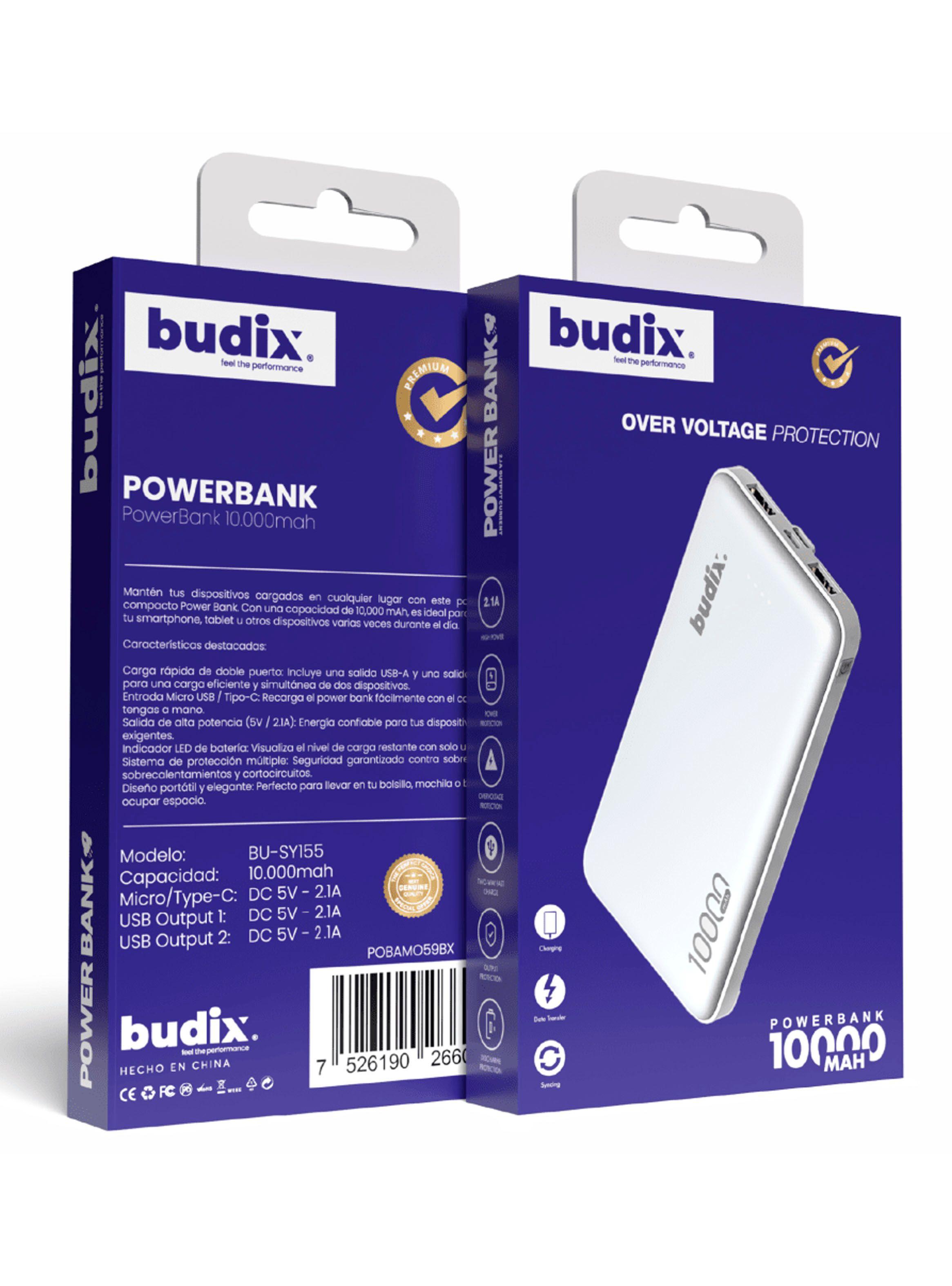 Bateria Externa Power Bank 10000mah Budix BU-SY155 Blanco-3