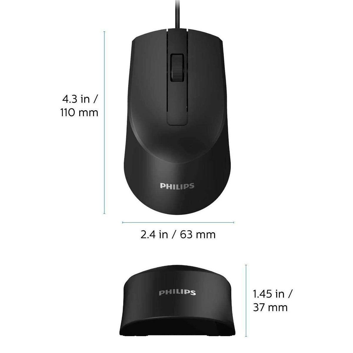 Mouse Optico Cableado USB Philips M104  Negro-2