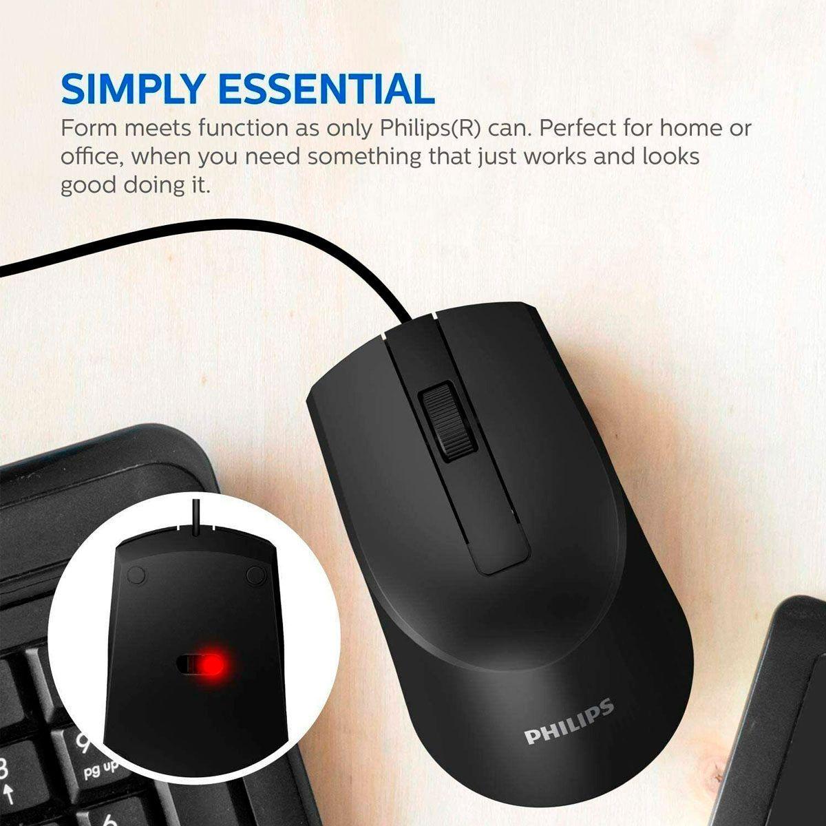 Mouse Optico Cableado USB Philips M104  Negro-3