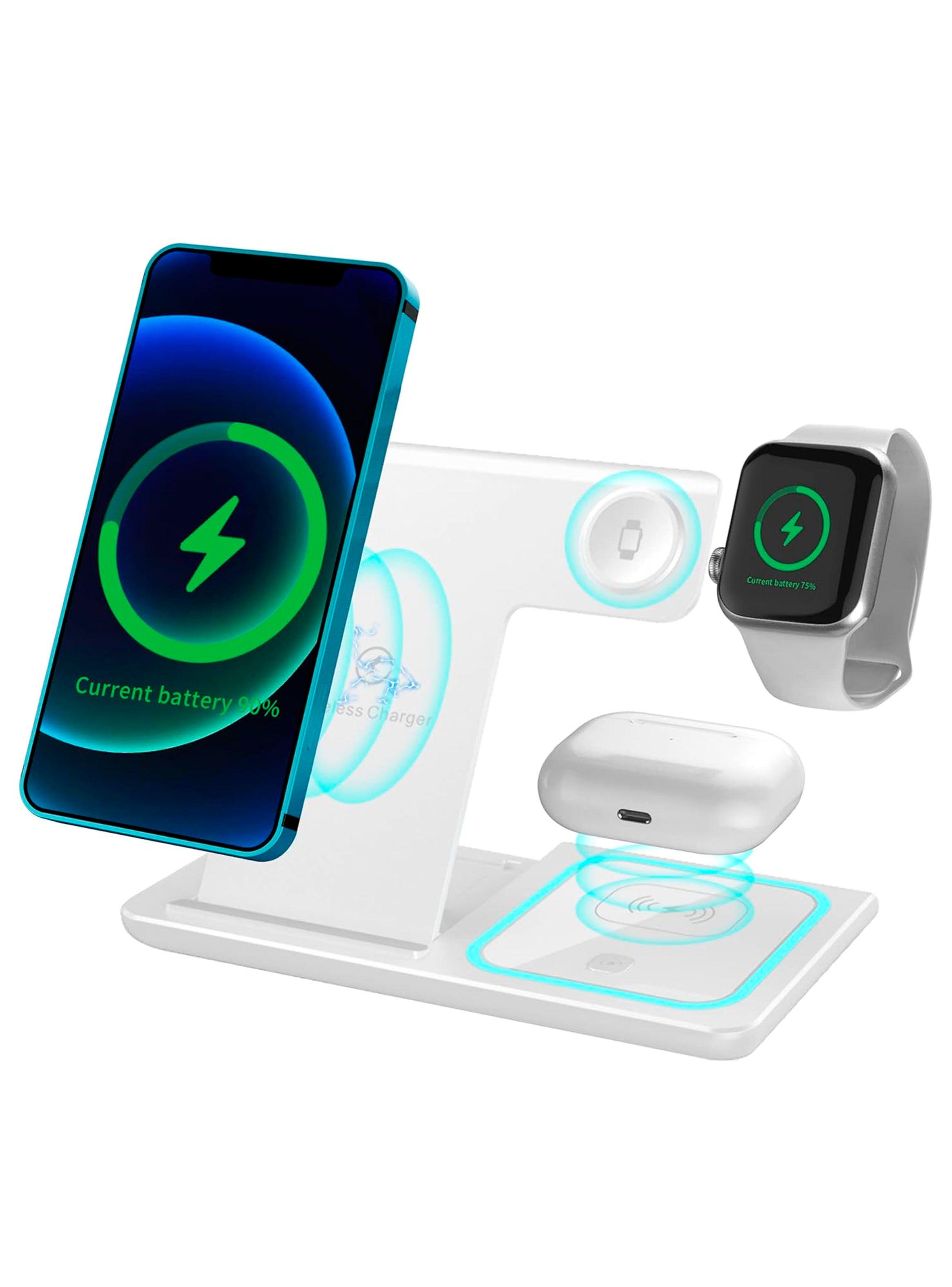 Base De Carga Inalambrica 3en1 15W Carga Rapida W53 Blanco-2