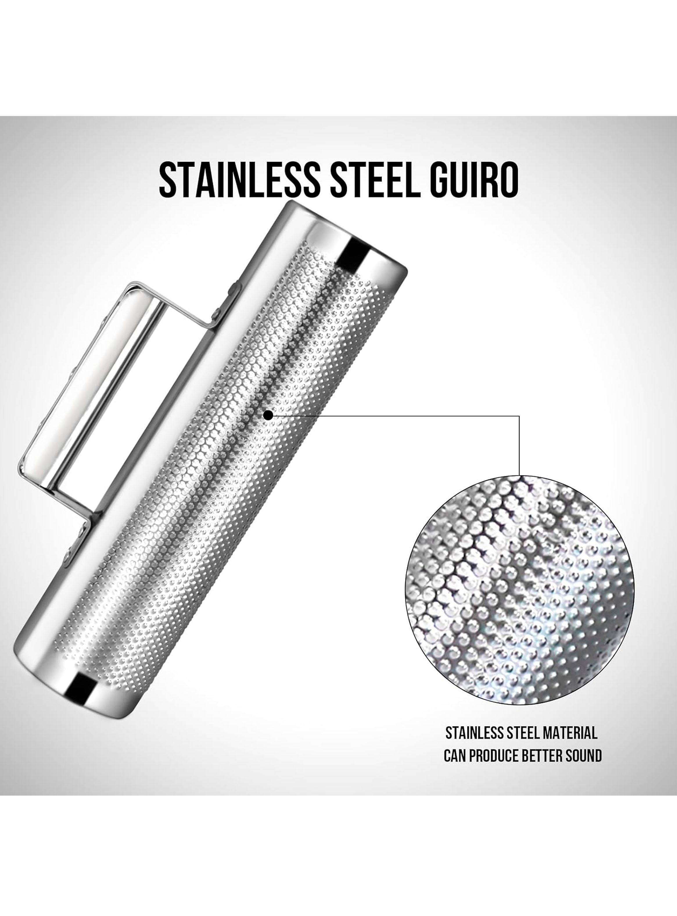 Guiro Metálico Abierto De 10x3 Pulgad Plateado Incluye Peine-2