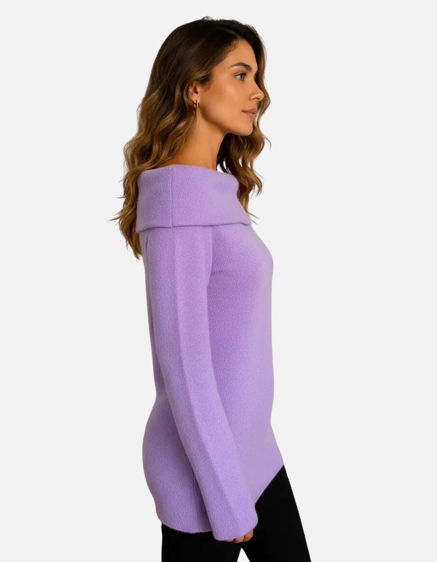 Sweater Mujer Largo Cuello Bote Alto Camila-2