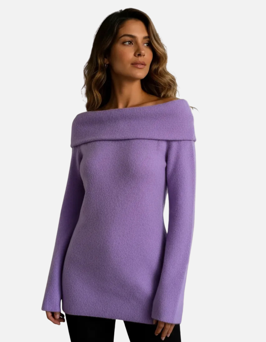 Sweater Mujer Largo Cuello Bote Alto Camila-4