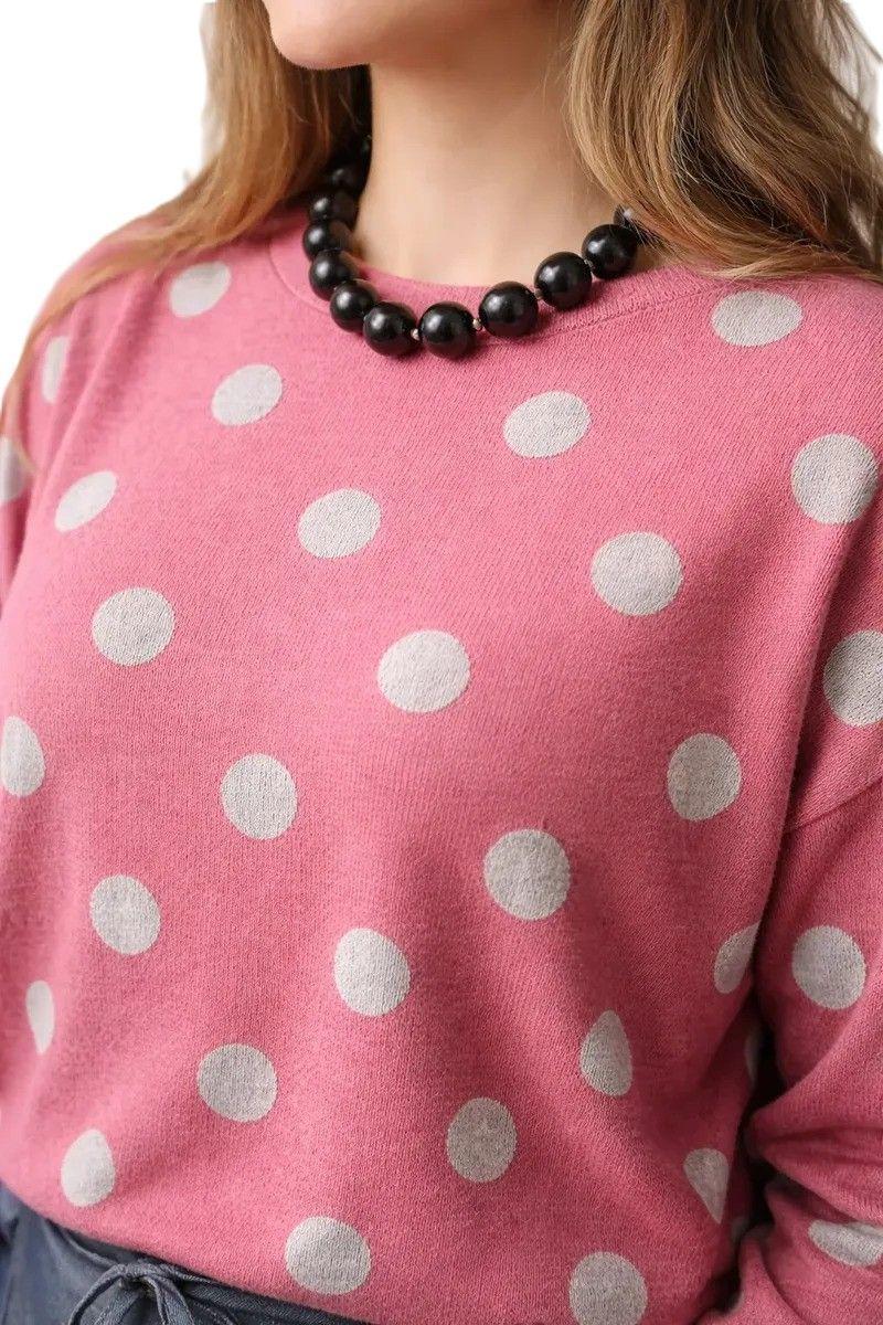 Sweater Mujer Dots Soft Rosado Puntos-1
