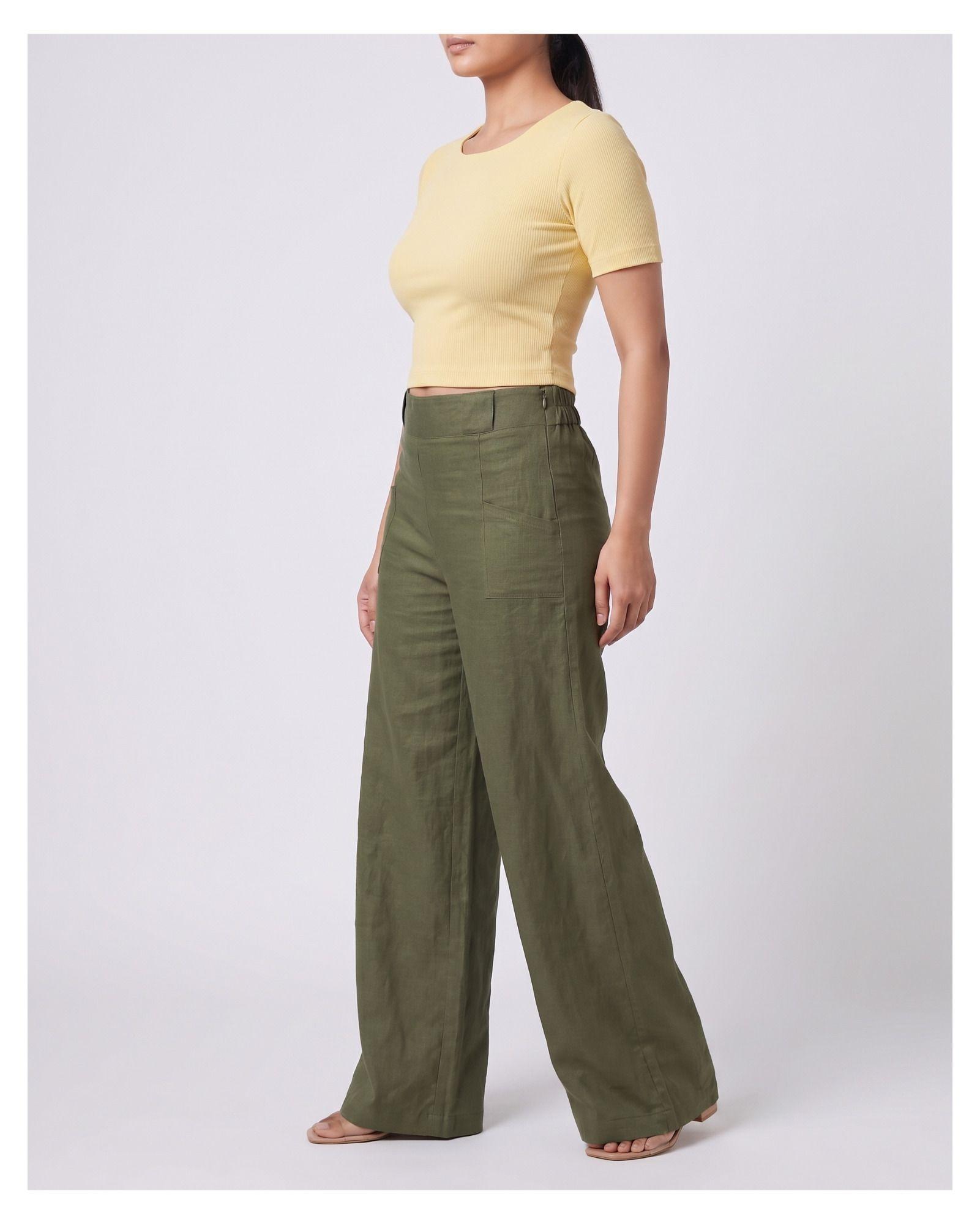 Pantalon Mujer Pretina Elasticada Verde ACOCO-5