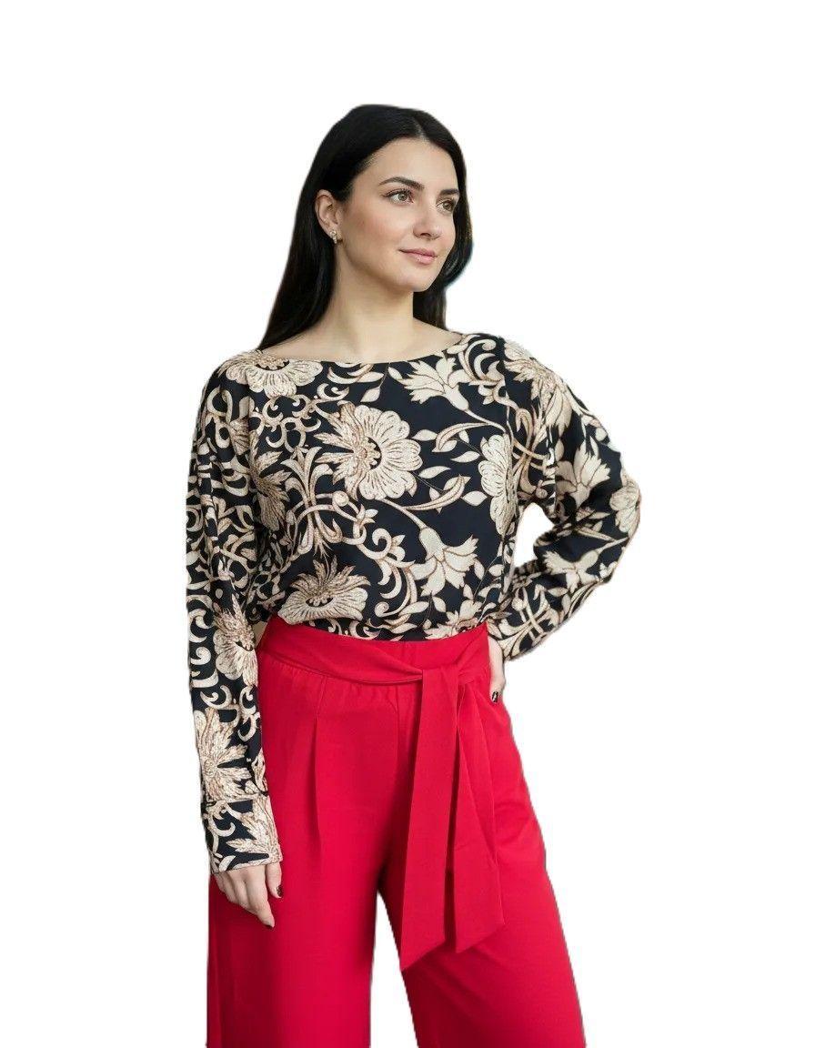 Blusa Ampla Bicolor Manga Larga-0