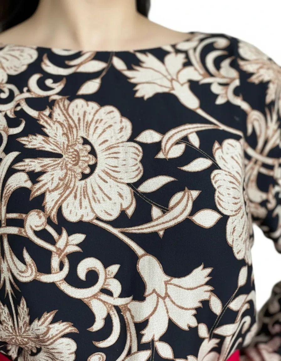 Blusa Ampla Bicolor Manga Larga-1