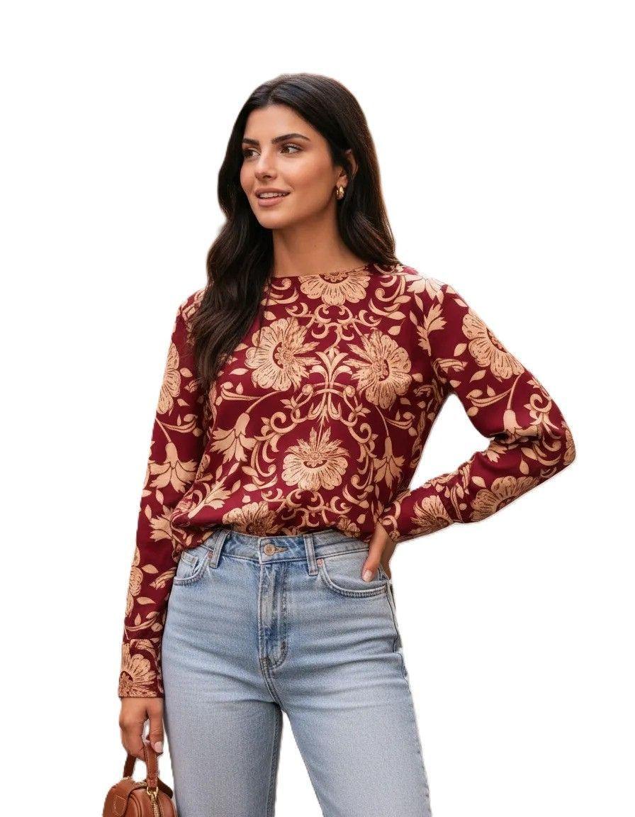 Blusa Ampla Bicolor Manga Larga-0