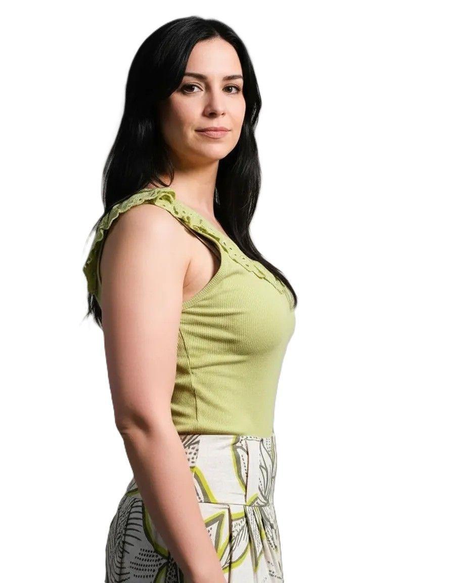 Polera Slim Mujer Blonda Cuello Redondo Acoco-2