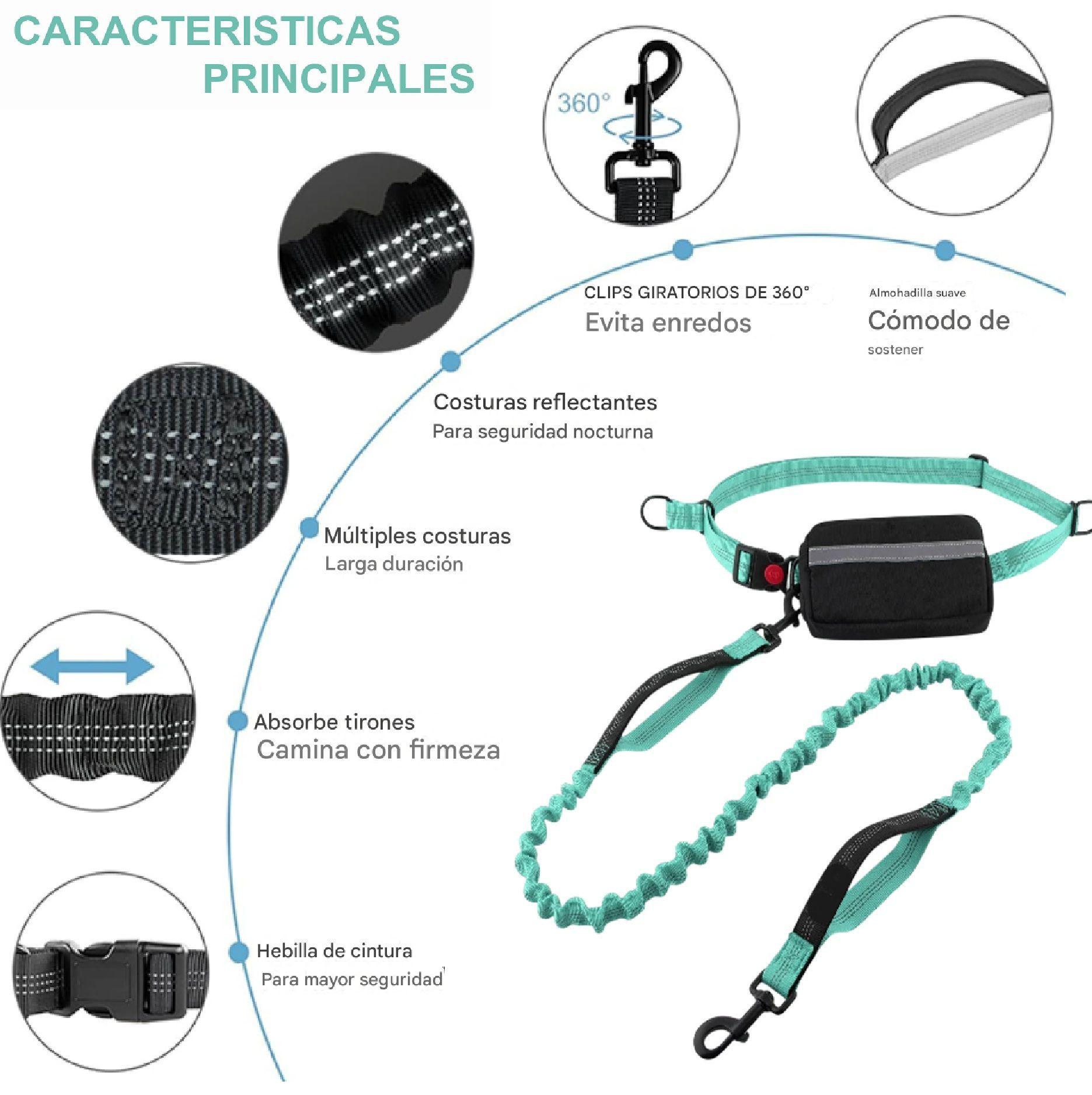 Correa Perro Mascotas Multifuncional Manos Libres Resistente Paseo Larga Reforzada Anti Tirones-2