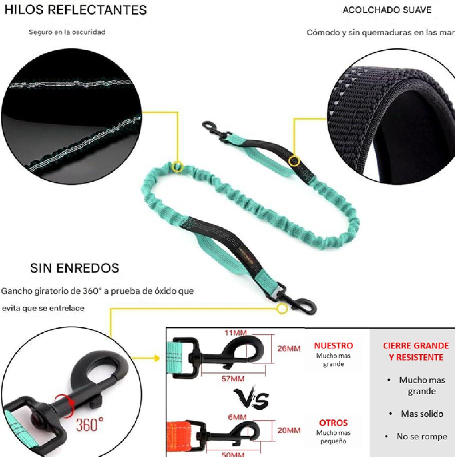 Correa Perro Mascotas Multifuncional Manos Libres Resistente Paseo Larga Reforzada Anti Tirones-3