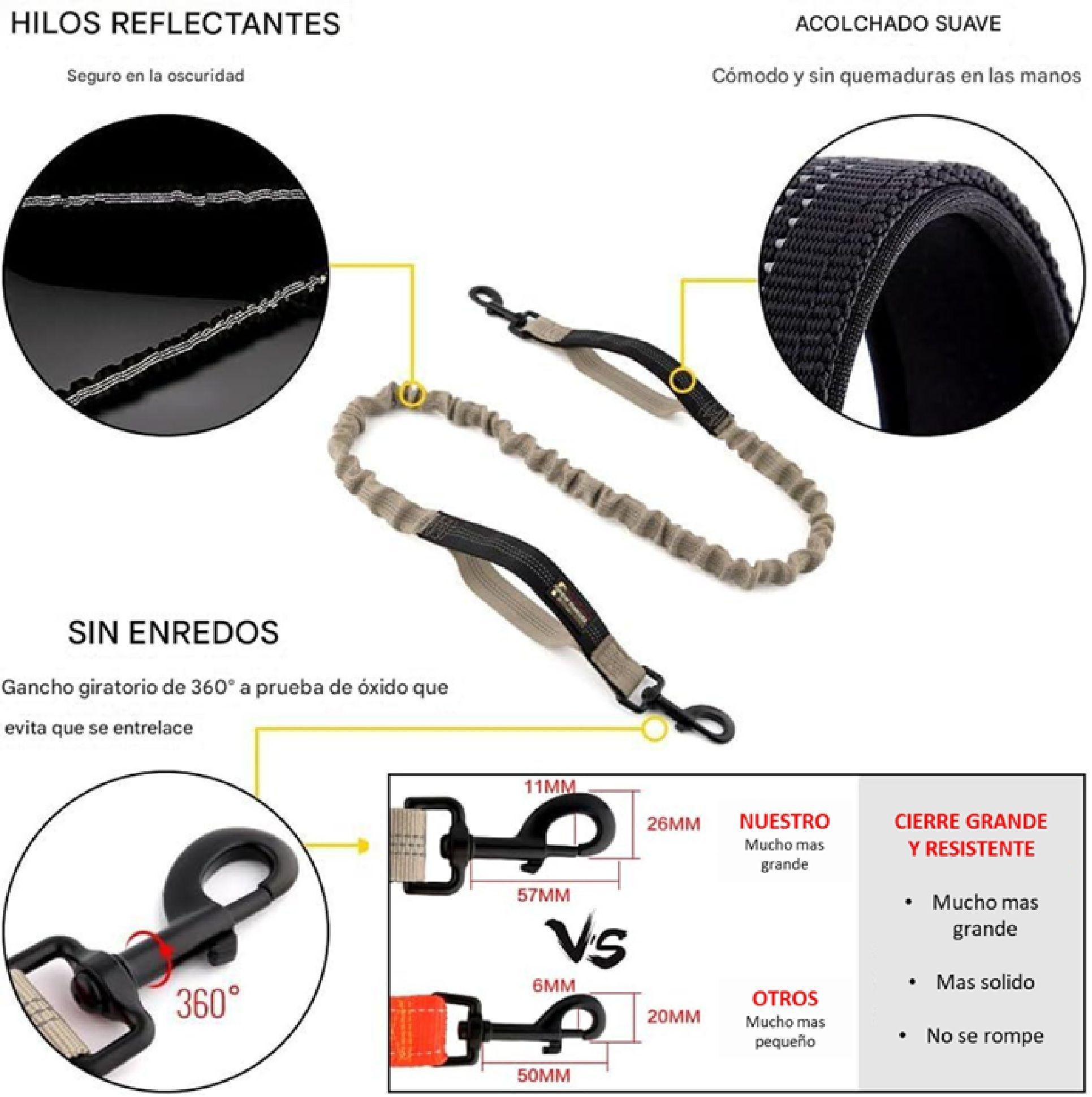 Correa Perro Mascotas Manos Libres Multifuncional Resistente Paseo Larga Reforzada Anti Tirones-2