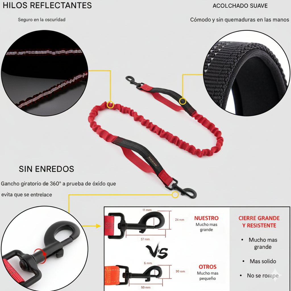 Correa Perro Manos Libres Anti Tirones Larga Reforzada Resistente Paseo Mascotas Multifuncional-2