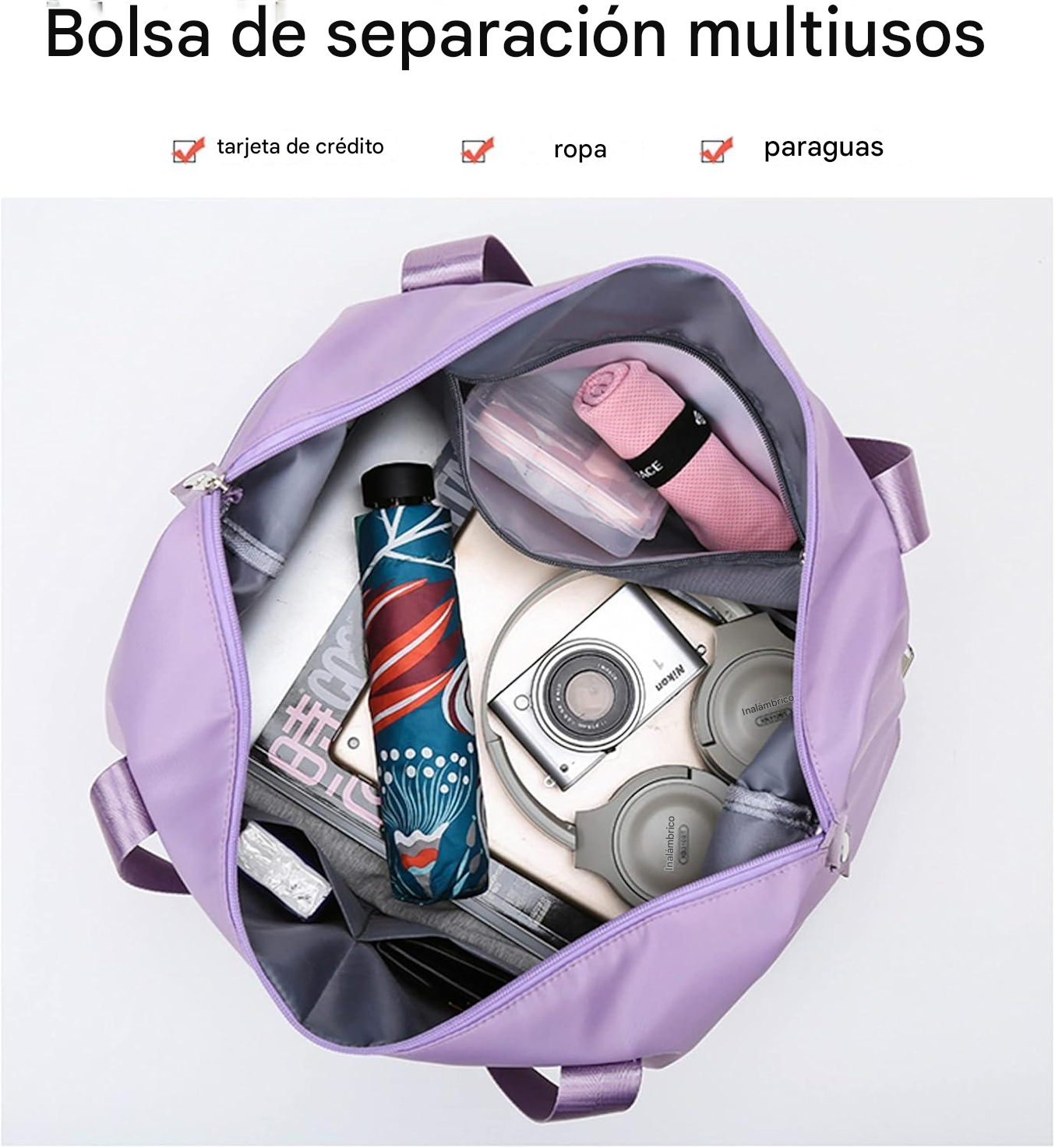 Bolso Mujer Deportivo Cartera Viaje Equipaje Mano Expansible Gym Tote Bag Daily -2