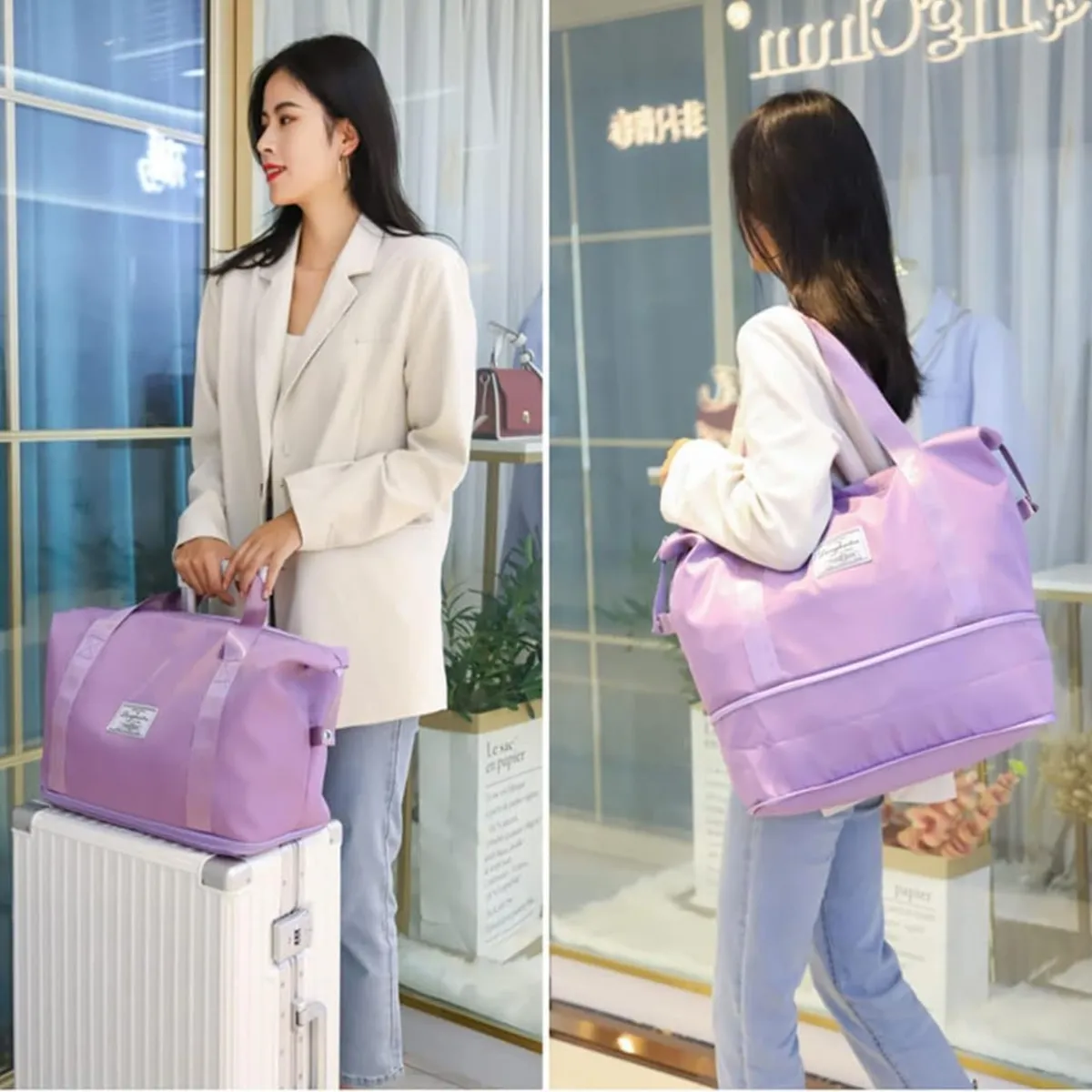 Bolso Mujer Deportivo Cartera Viaje Equipaje Mano Expansible Gym Tote Bag Daily -8