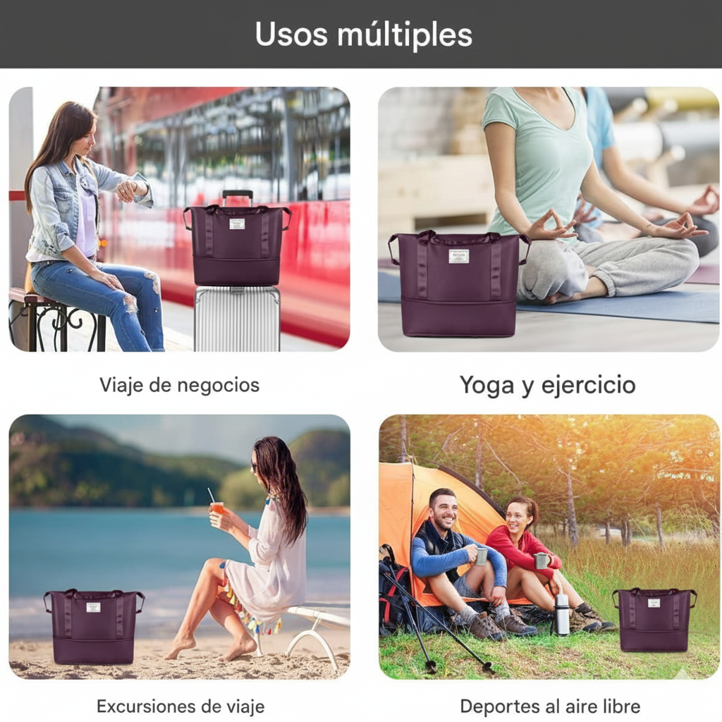 Bolso Mujer Cartera De Viaje Equipaje De Mano Expansible Portatil Impermeable-9