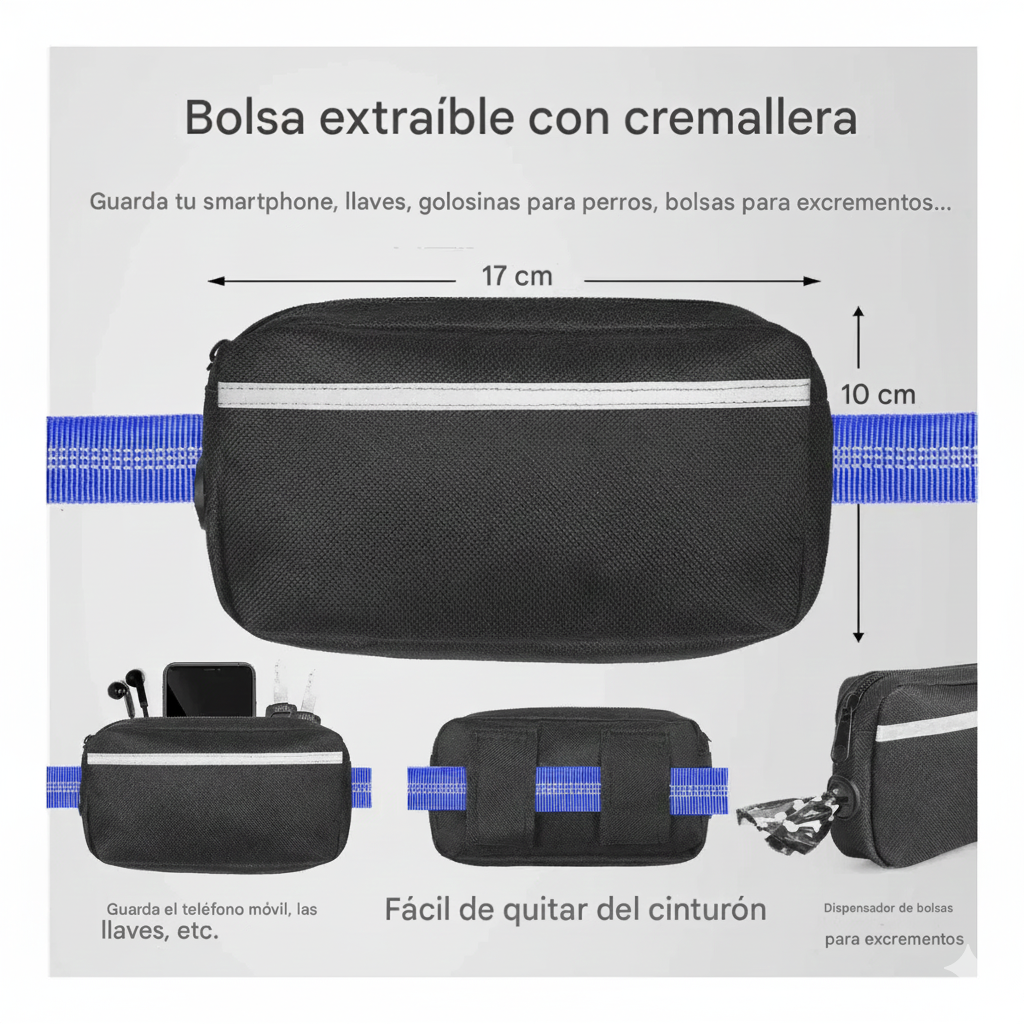 Correa Perro Manos Libres Resistente Paseo Larga Reforzada Mascotas Multifuncional Anti Tirones-4