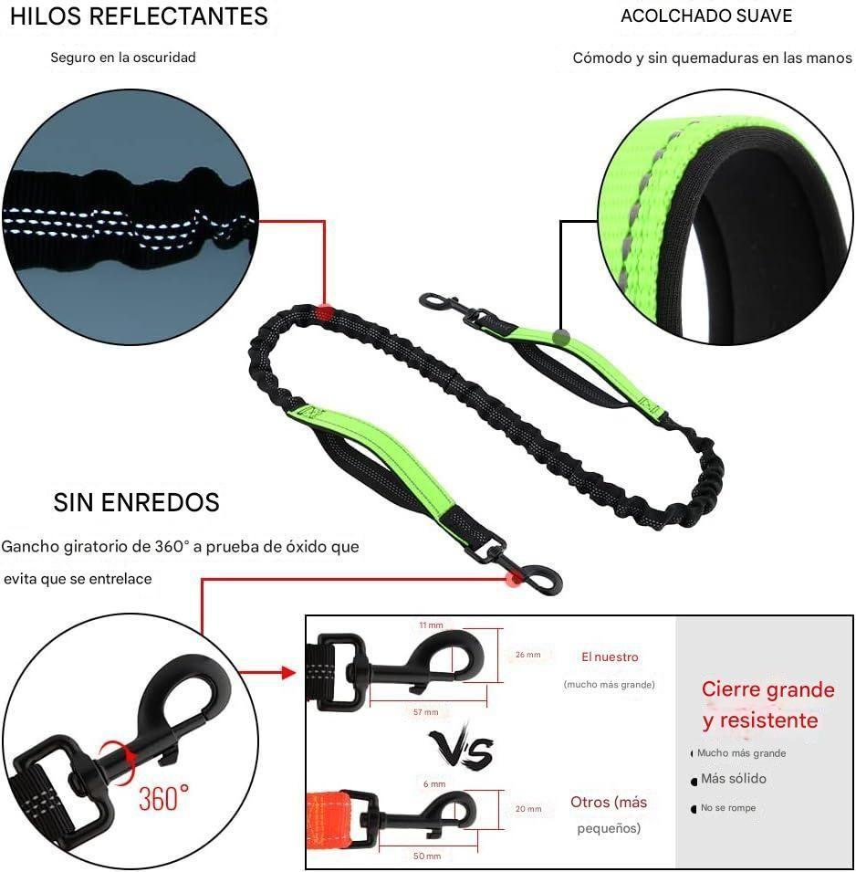 Correa Perro Manos Libres Paseo Larga Reforzada Resistente Mascotas Multifuncional Anti Tirones-2