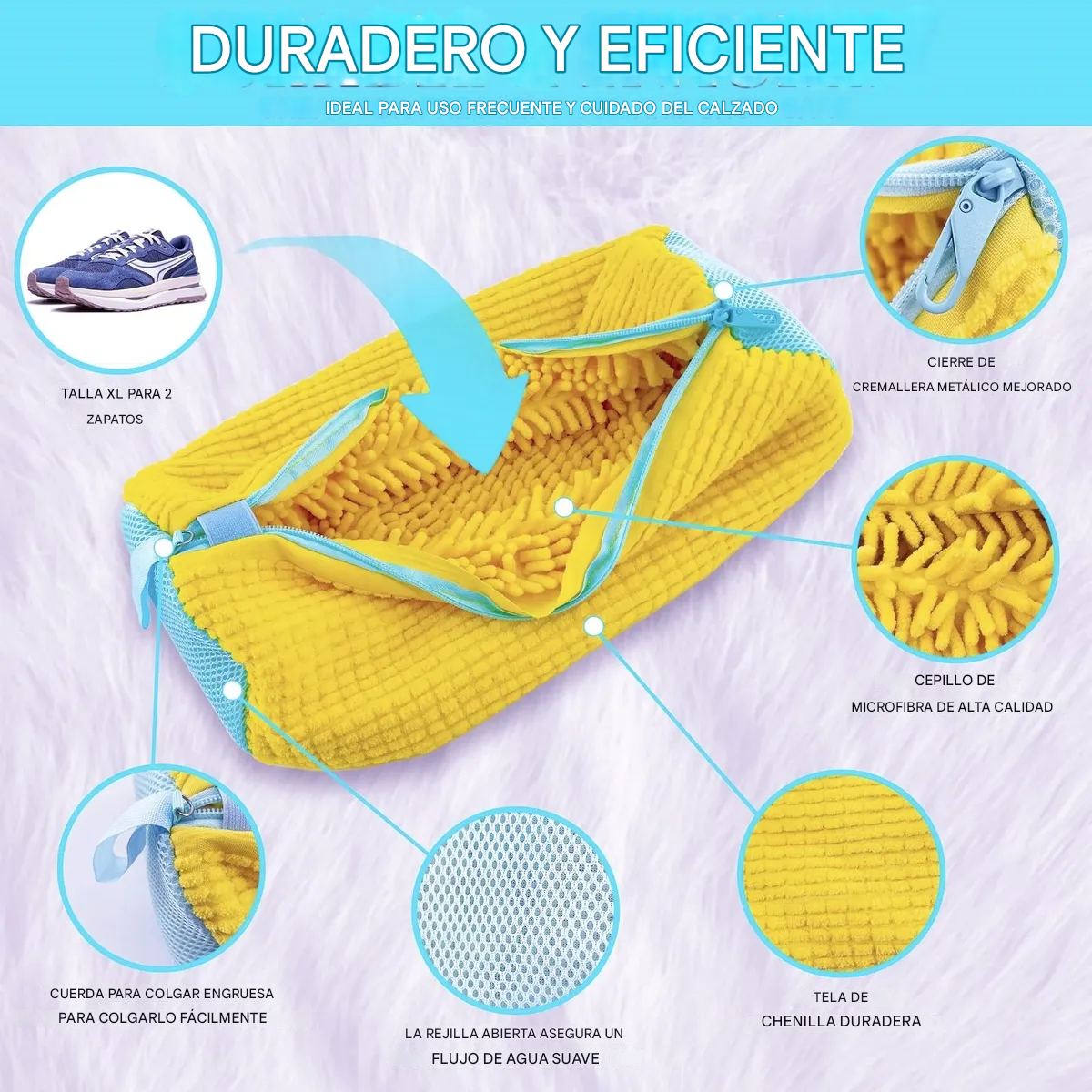Bolsa Lavar Zapatillas Zapatos Ropa Funda Lavadora Secadora Limpieza Cepillo Dispensador-6