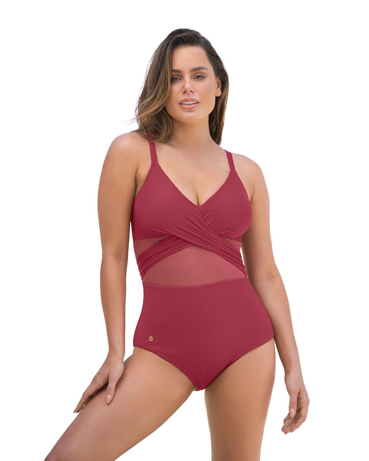 Traje de Baño Entero Control 19A057P Rojo-0