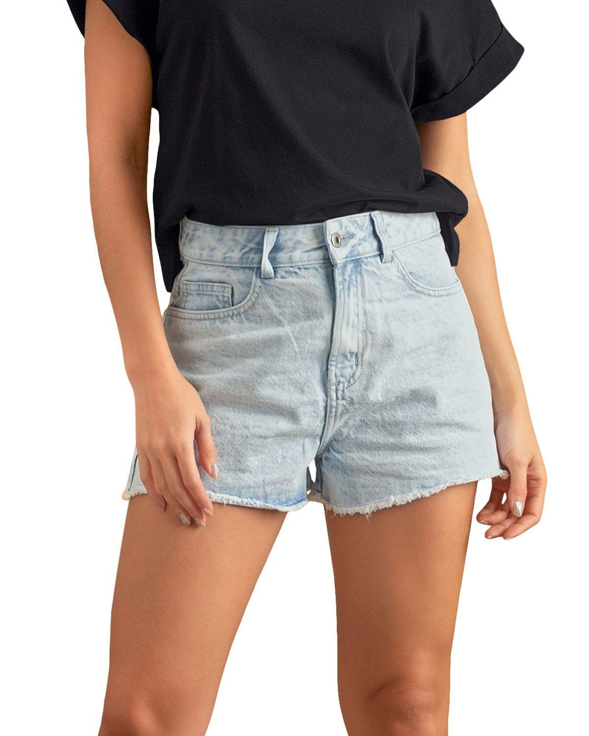 Leonisa Short corto tiro medio con bolsillos funcionales J2644 Azul Claro-0