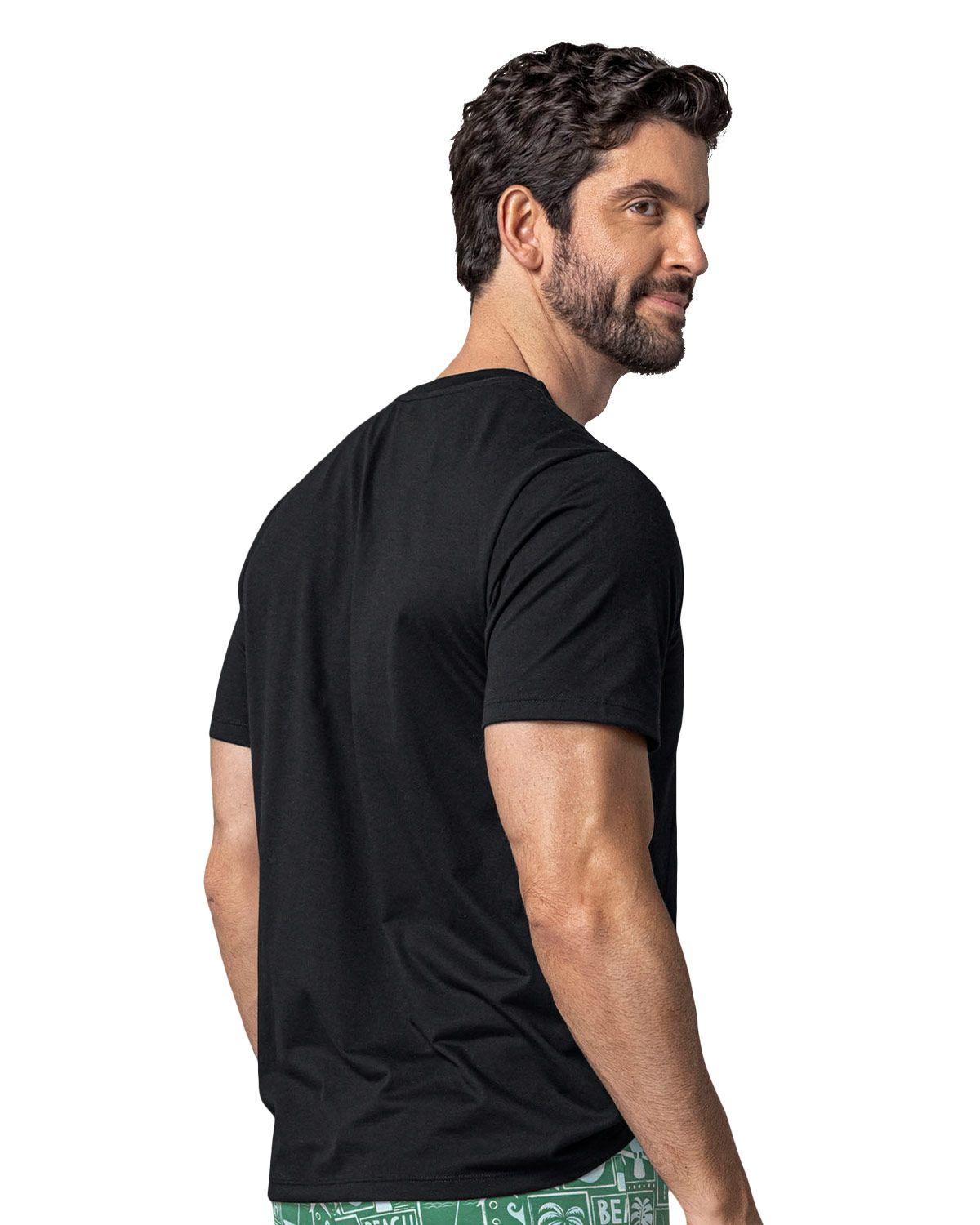 Leonisa Camiseta manga corta de pijama navidad para hombre MP417 Negro-1