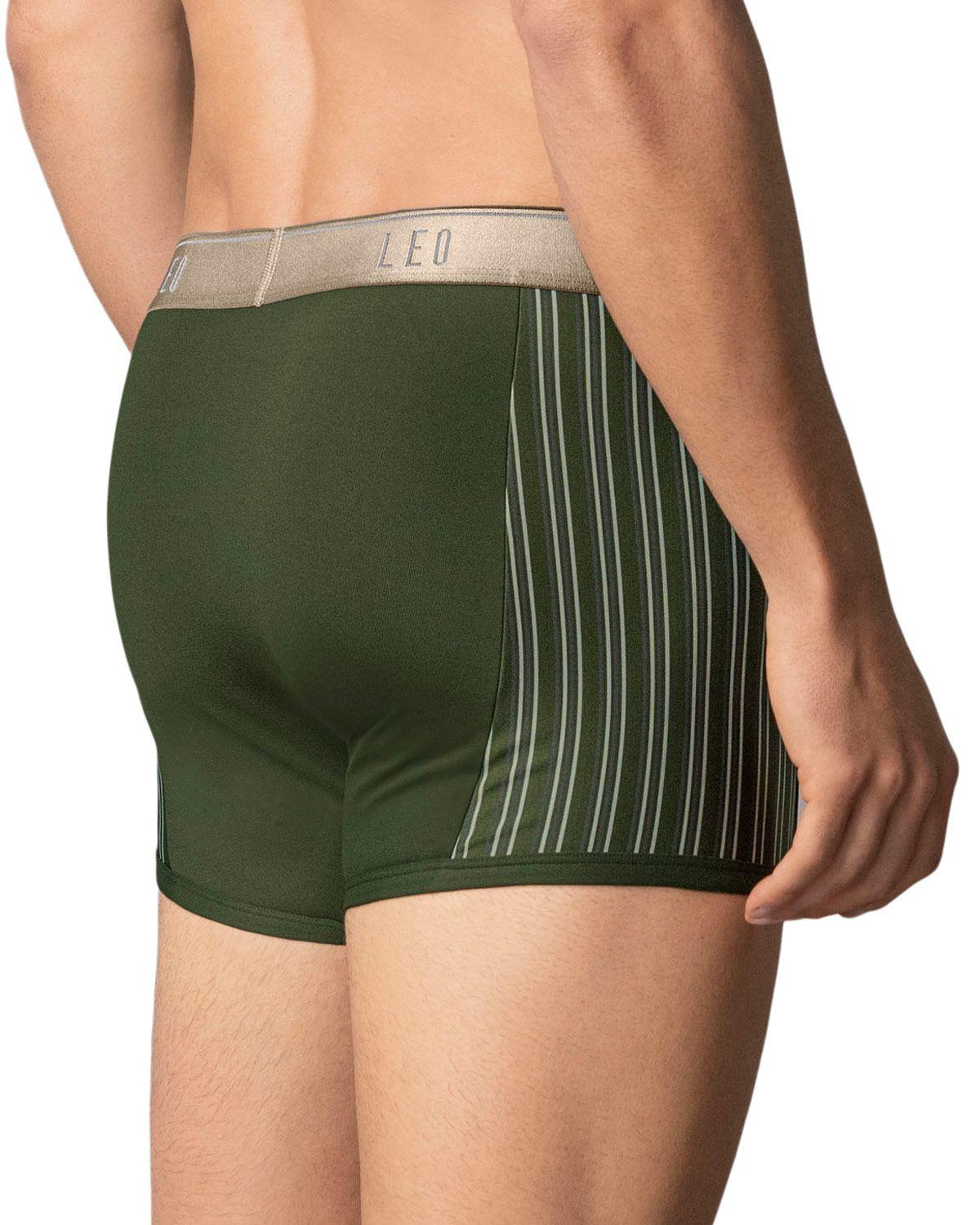 Leo Boxer Masculino Corto 033127 Verde Elástico Dorado-1