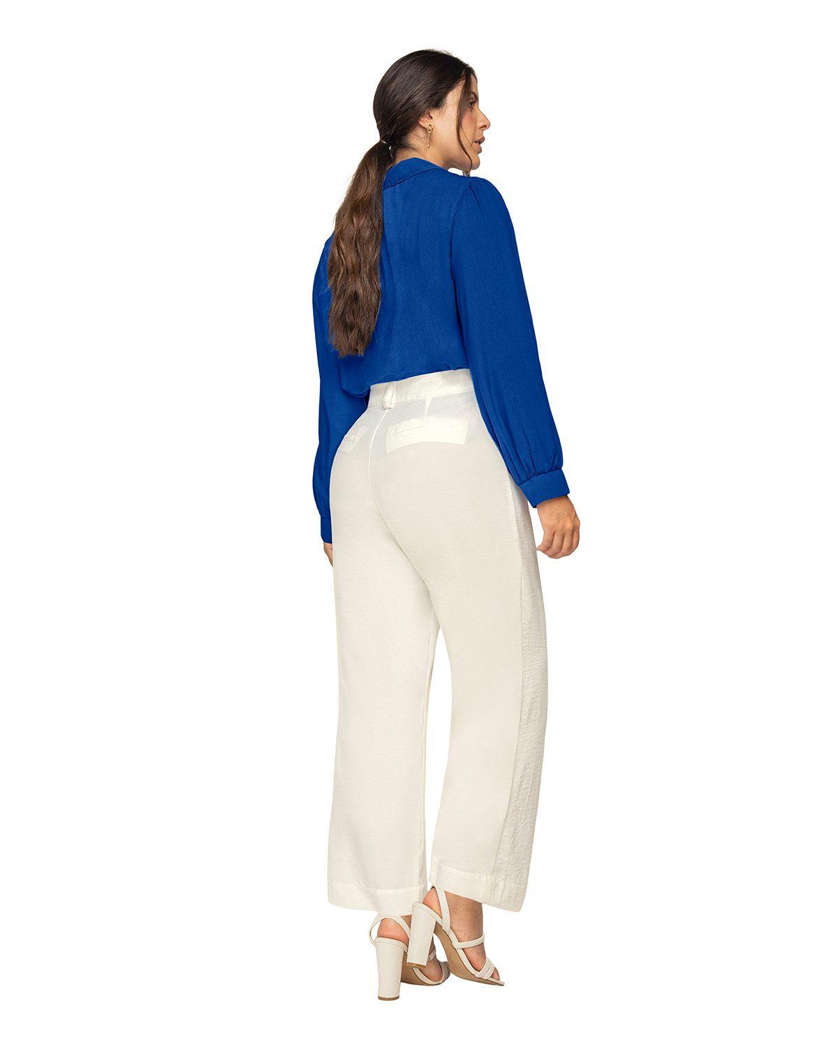 Leonisa Blusa manga larga con cuello camisero y recogido en puños F6910 Azul-1