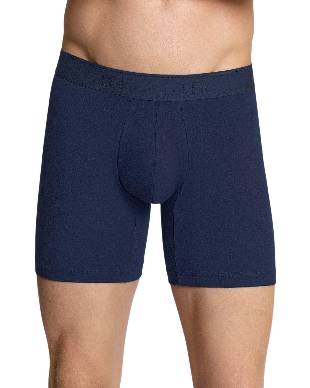 Leo Ropa Interior Masculina Boxer Medio 033360 Azul Oscuro-0