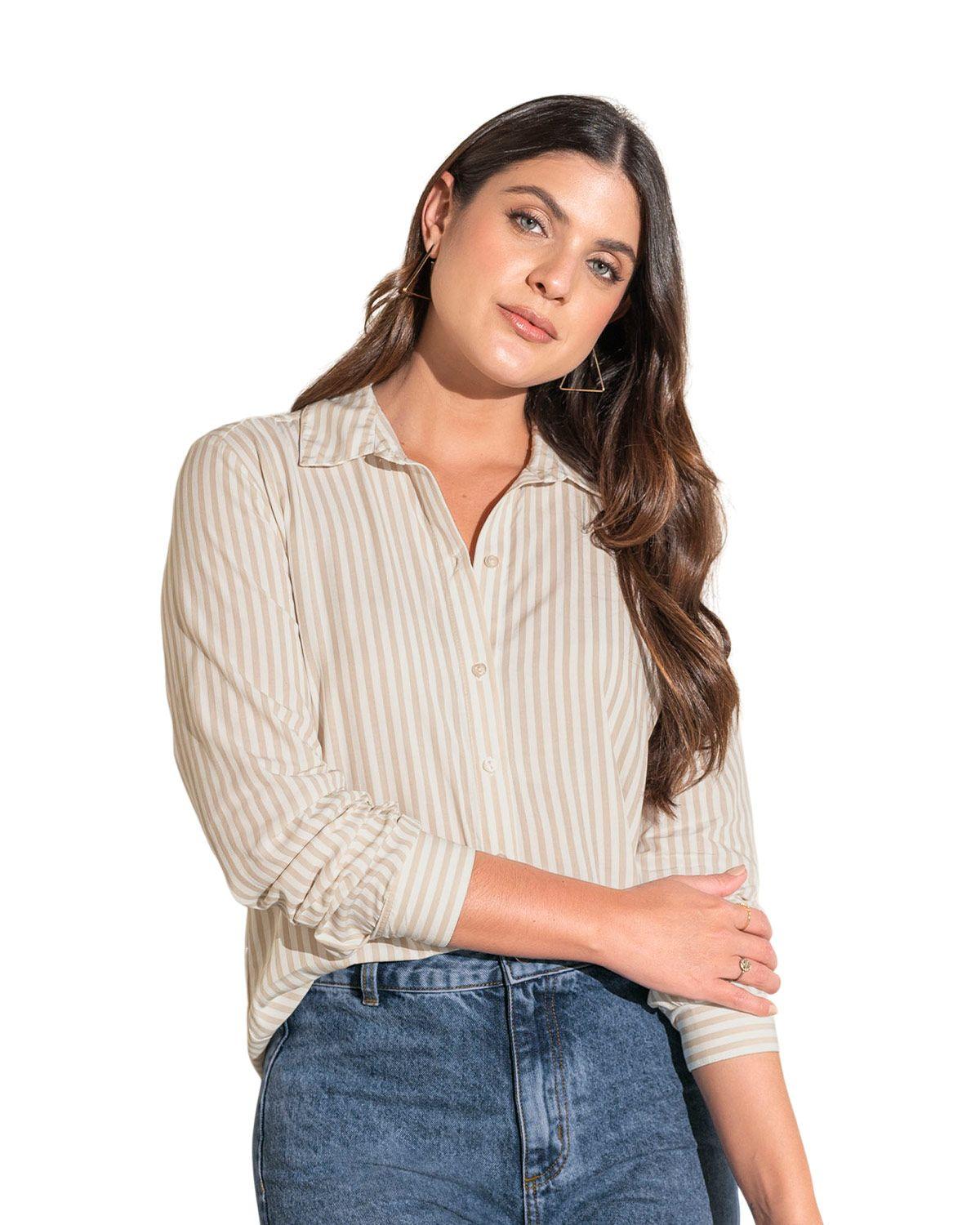 Leonisa Blusa manga larga con botones funcionales y puños con botón F4887S Rayas-0
