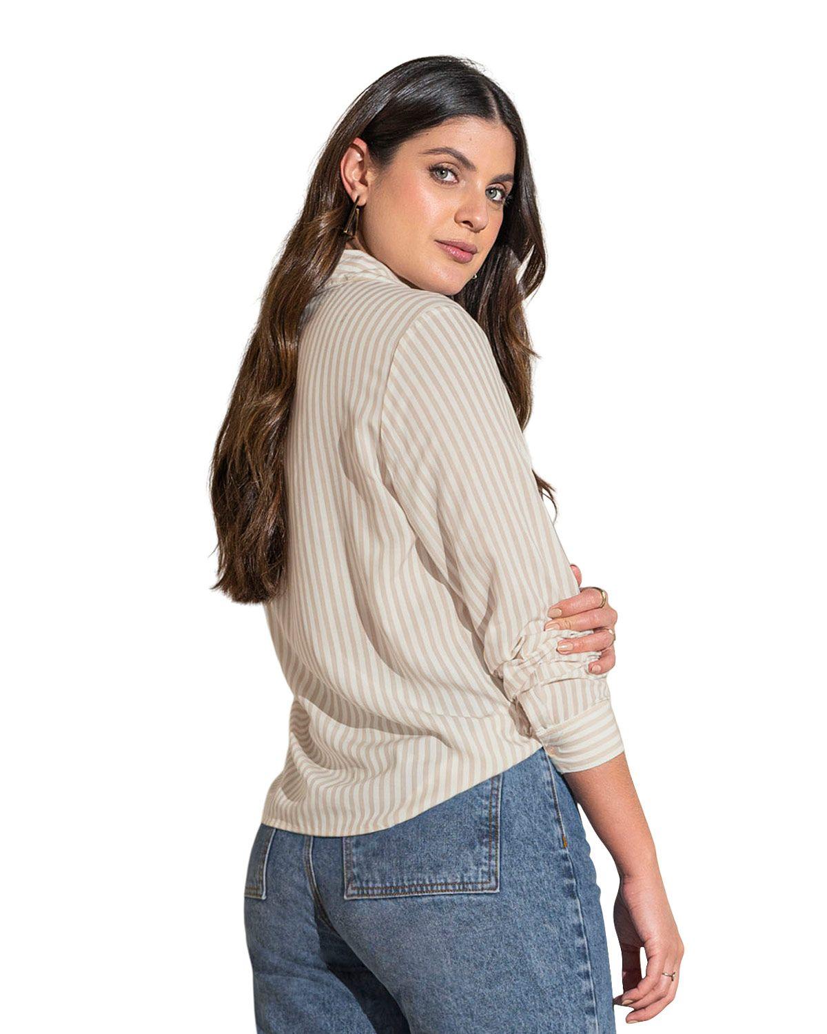 Leonisa Blusa manga larga con botones funcionales y puños con botón F4887S Rayas-1