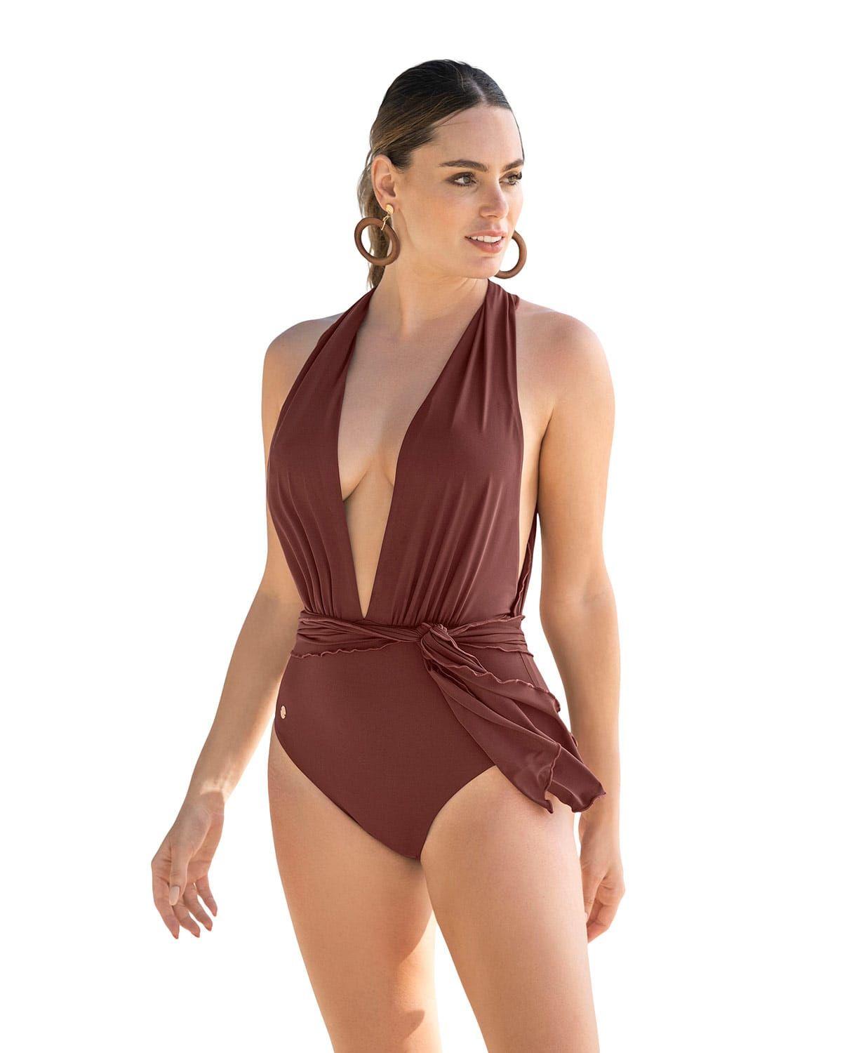 Traje de Baño Entero 19A087N Mostaza-0