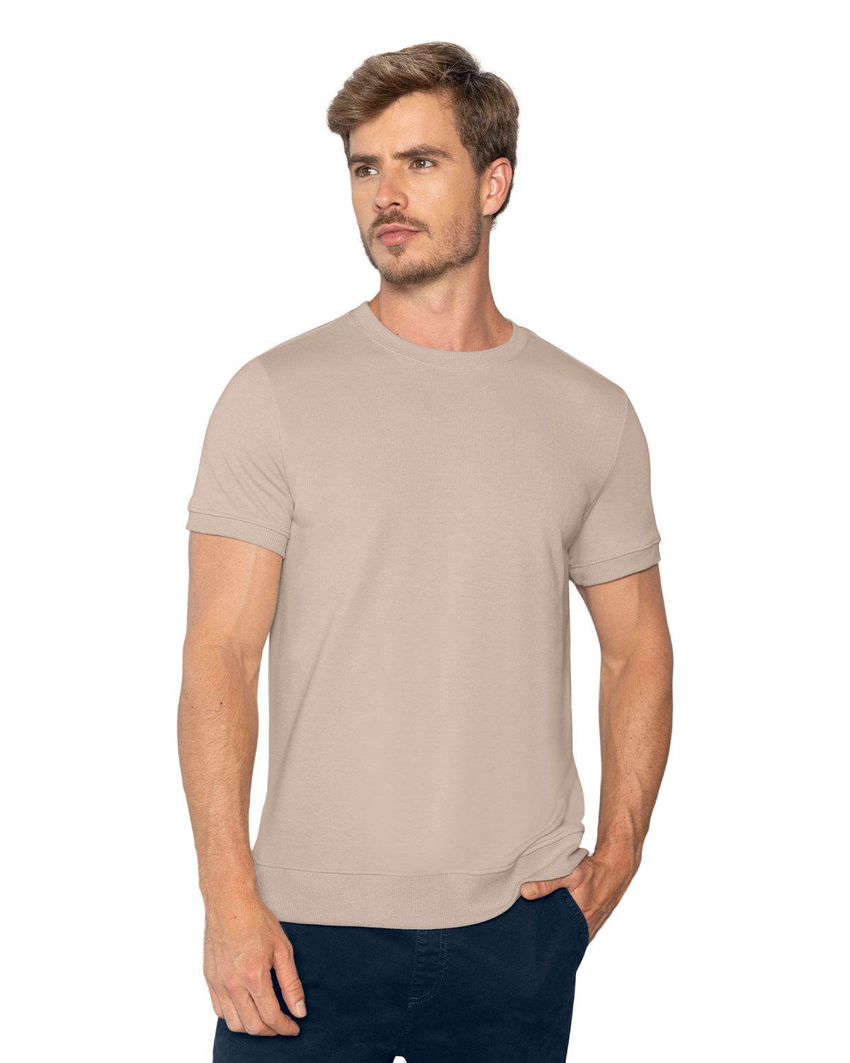 Leo Camiseta manga corta con cuello, ruedo y mangas en rib M3009 Arena Medio-0