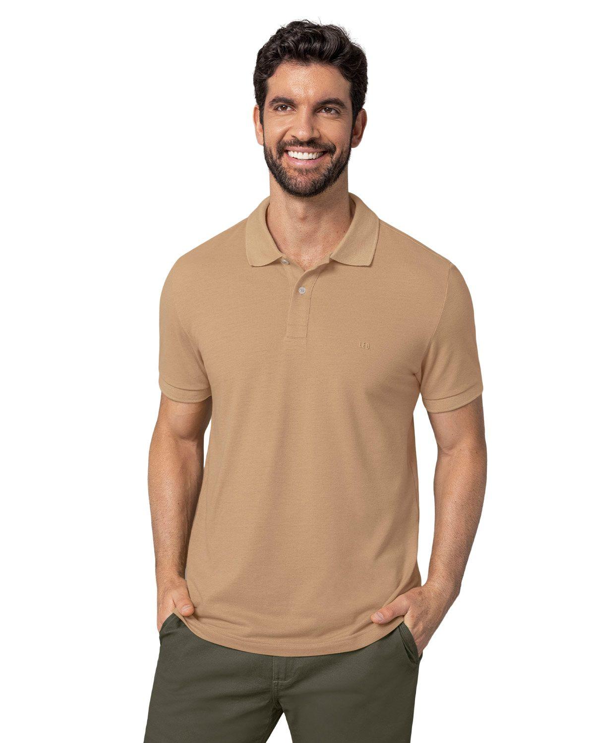 Leo Camiseta tipo polo manga corta masculina M3115 Camel-0