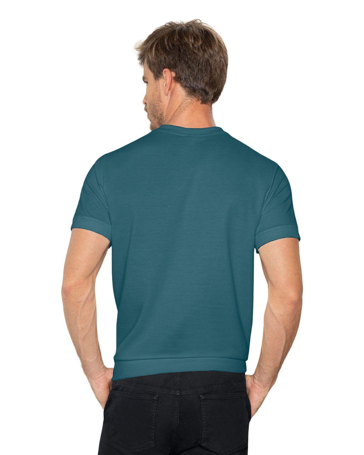 Leo Camiseta manga corta con cuello, ruedo y mangas en rib M3009 Azul Medio-1
