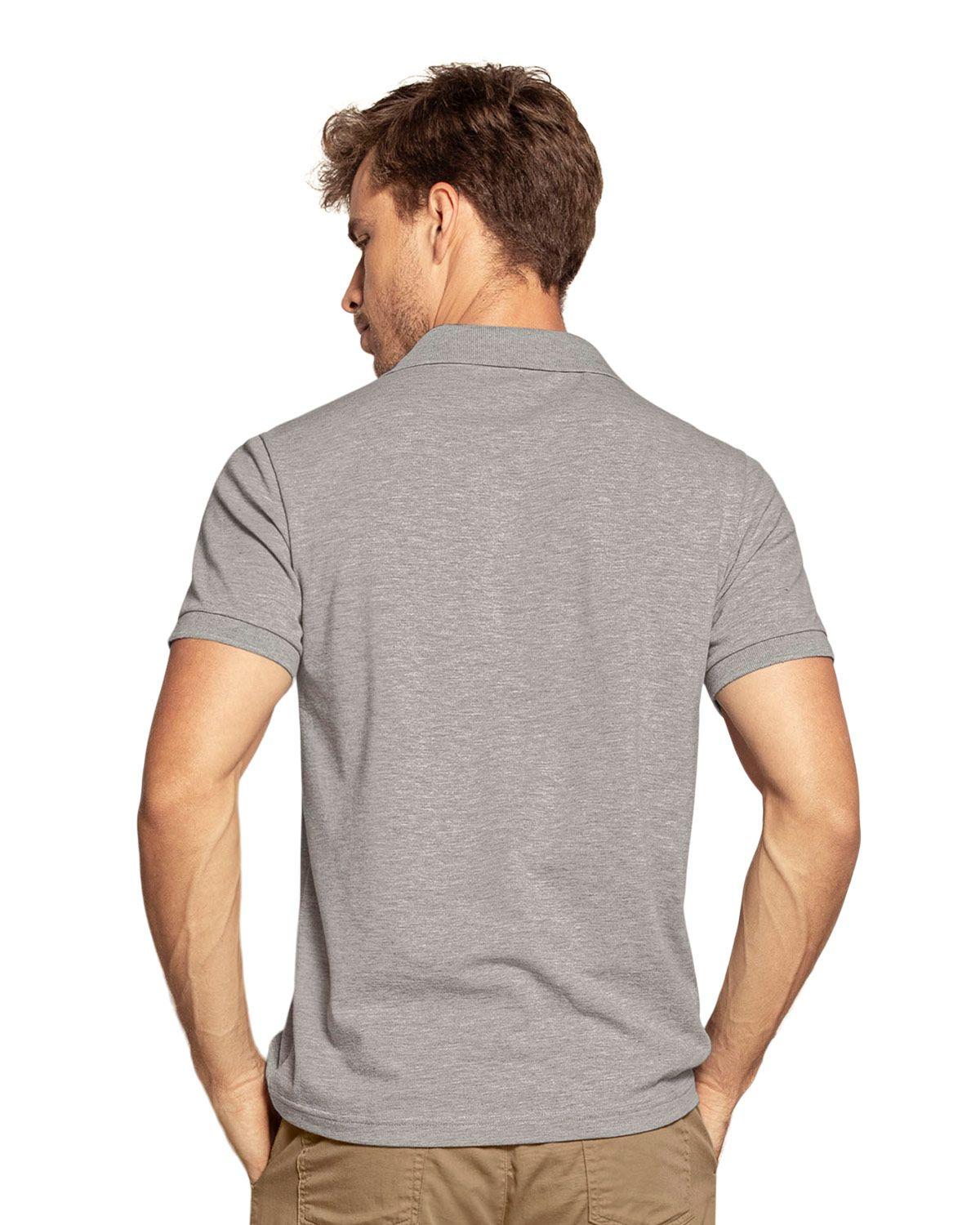 Leo Camiseta tipo polo manga corta masculina M3115 Gris Jaspe-1