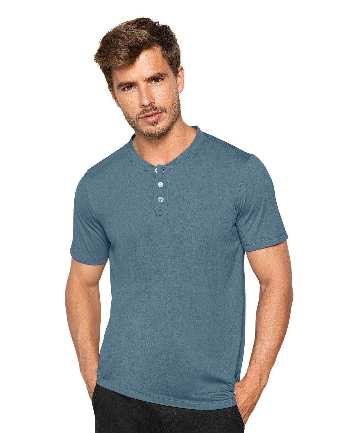 Leo Camiseta con botones funcionales M3020 Azul Medio-0