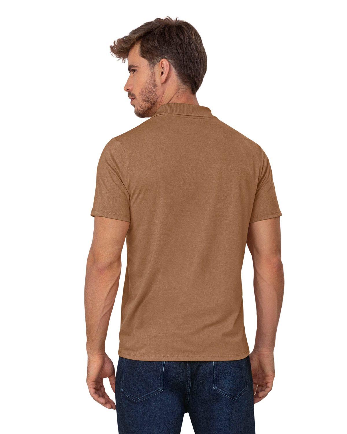Leo Camiseta tipo polo con botones funcionales con puños y cuello tejido M2888S Cafe-1