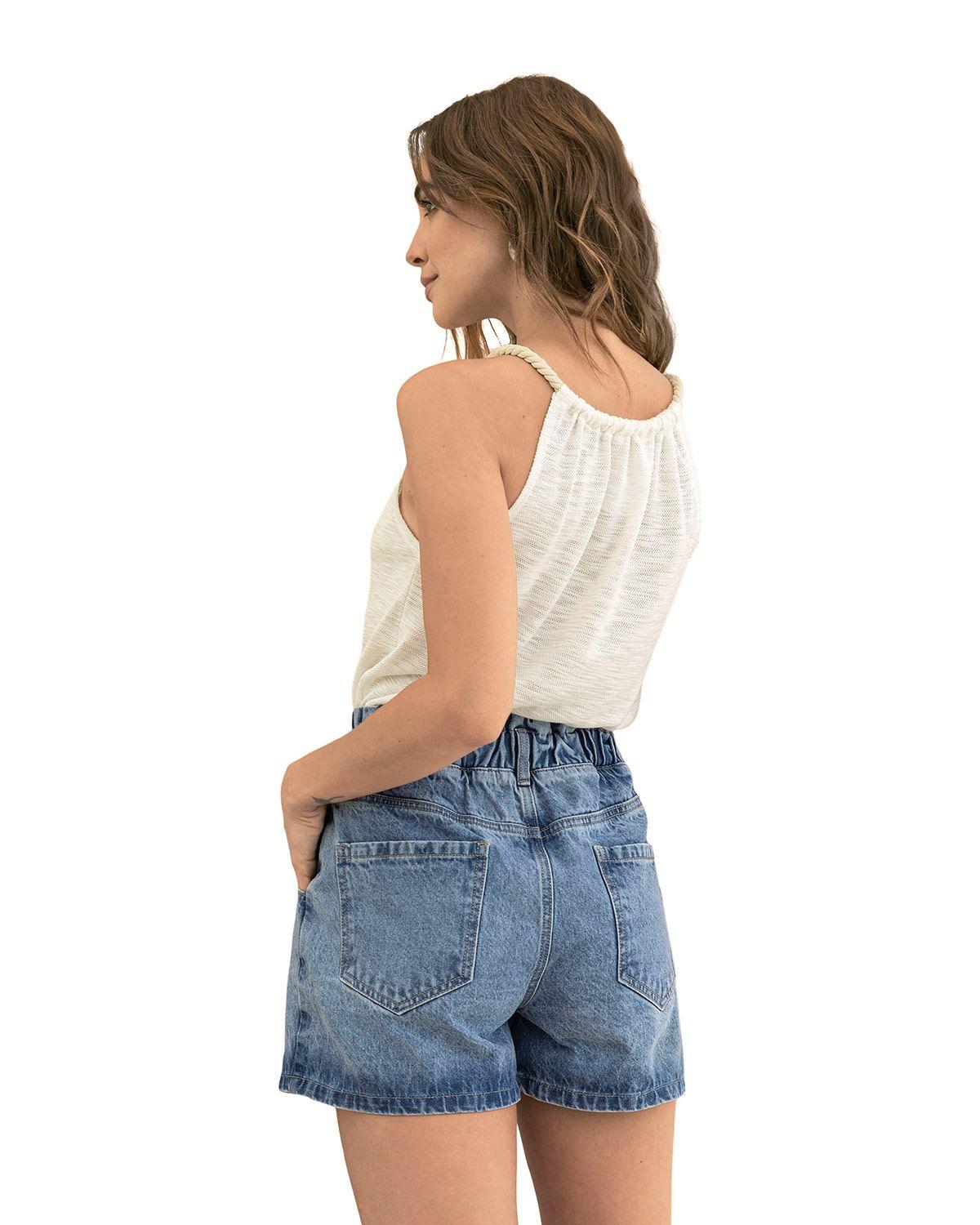 Leonisa Short corto tiro alto con bolsillos funcionales F6432 Indigo-1
