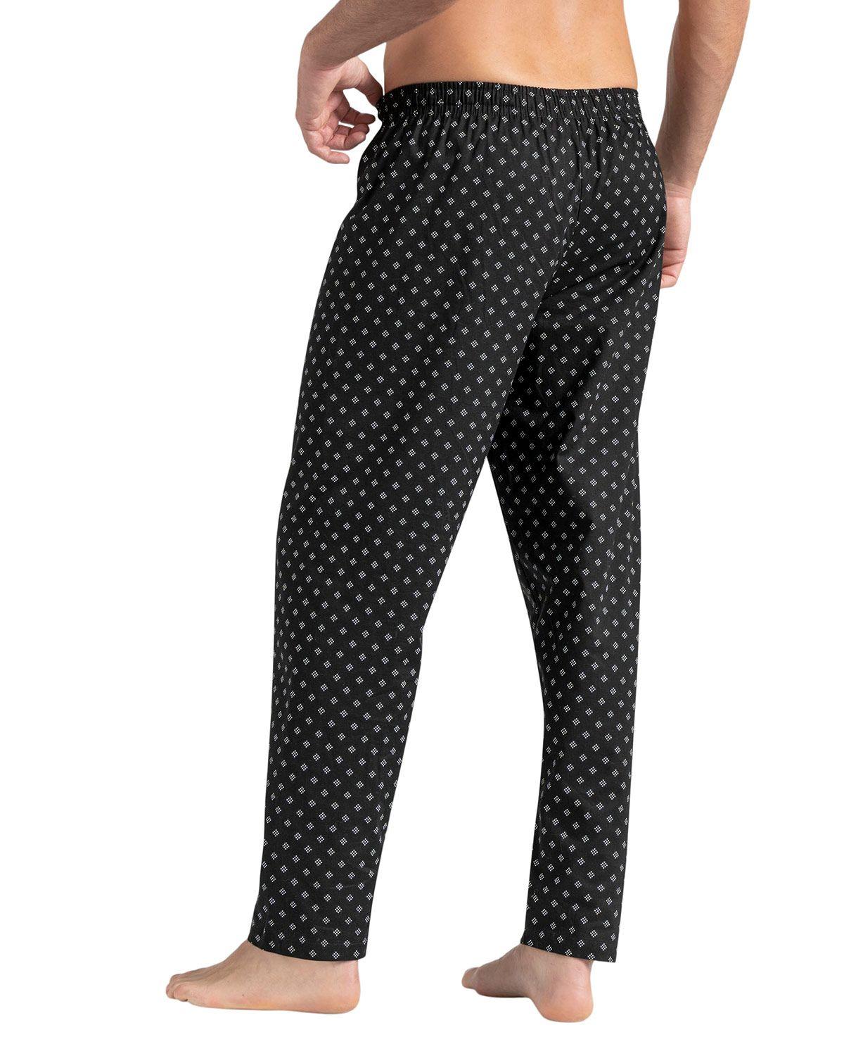 Leo Pantalón largo en algodón cómodo y funcional para hombre 033334 Negro Estampado-1