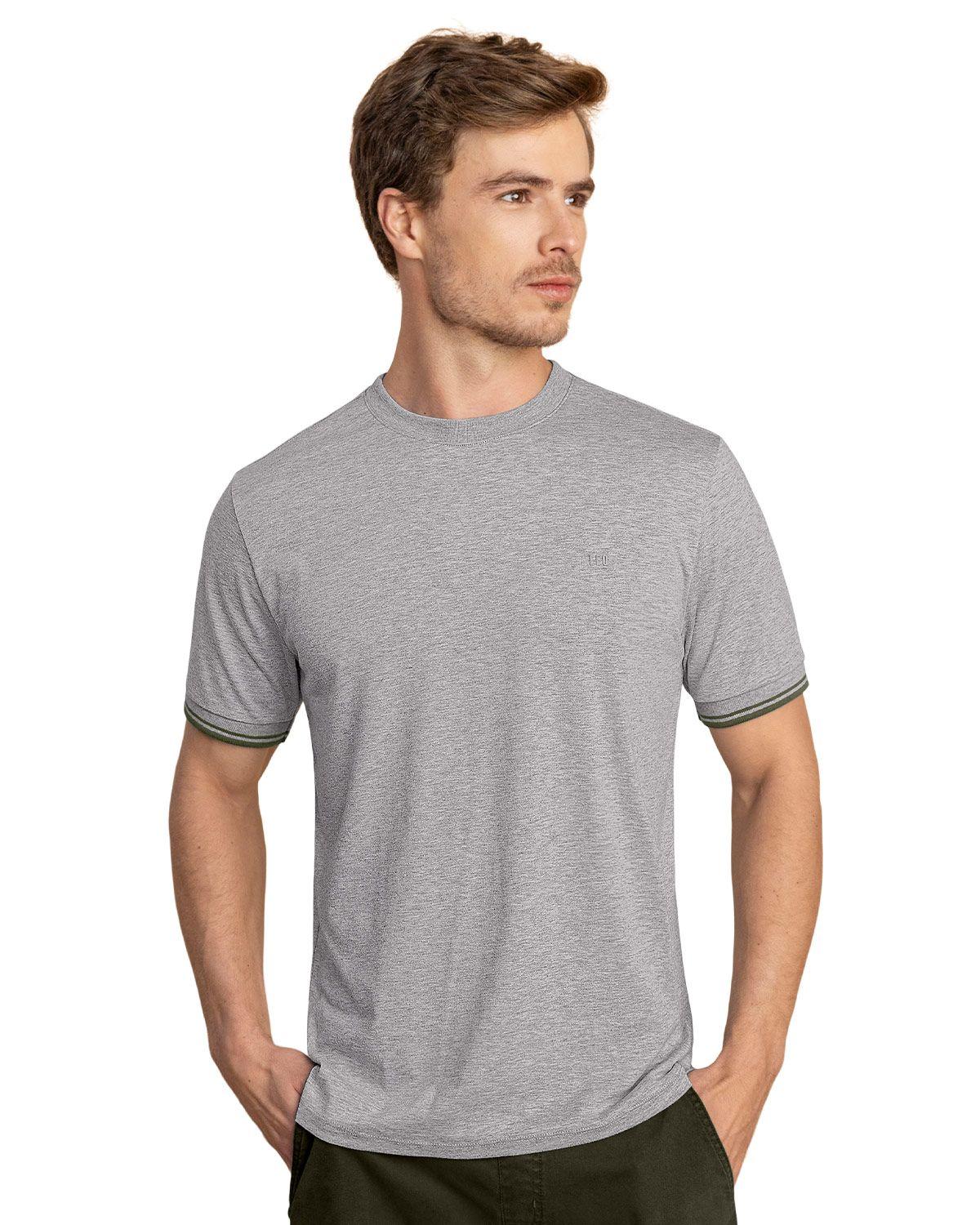 Leo Camiseta cuello redondo manga corta M2898 Gris Jaspe-0