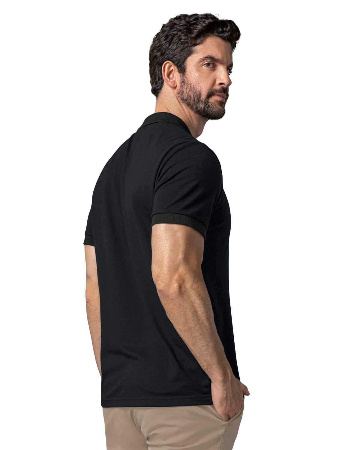 Leo Camiseta tipo polo manga corta masculina M3115 Negro-1