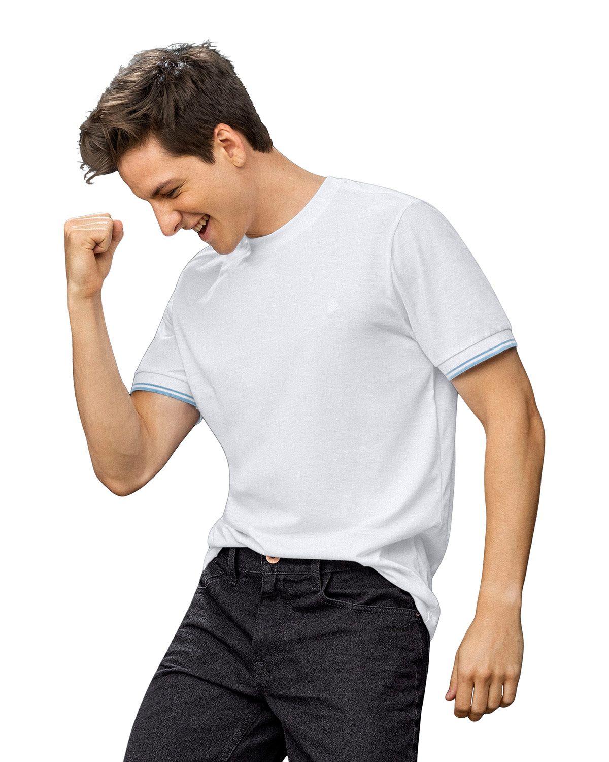 Leo Camiseta cuello redondo manga corta M2898 Blanco-0