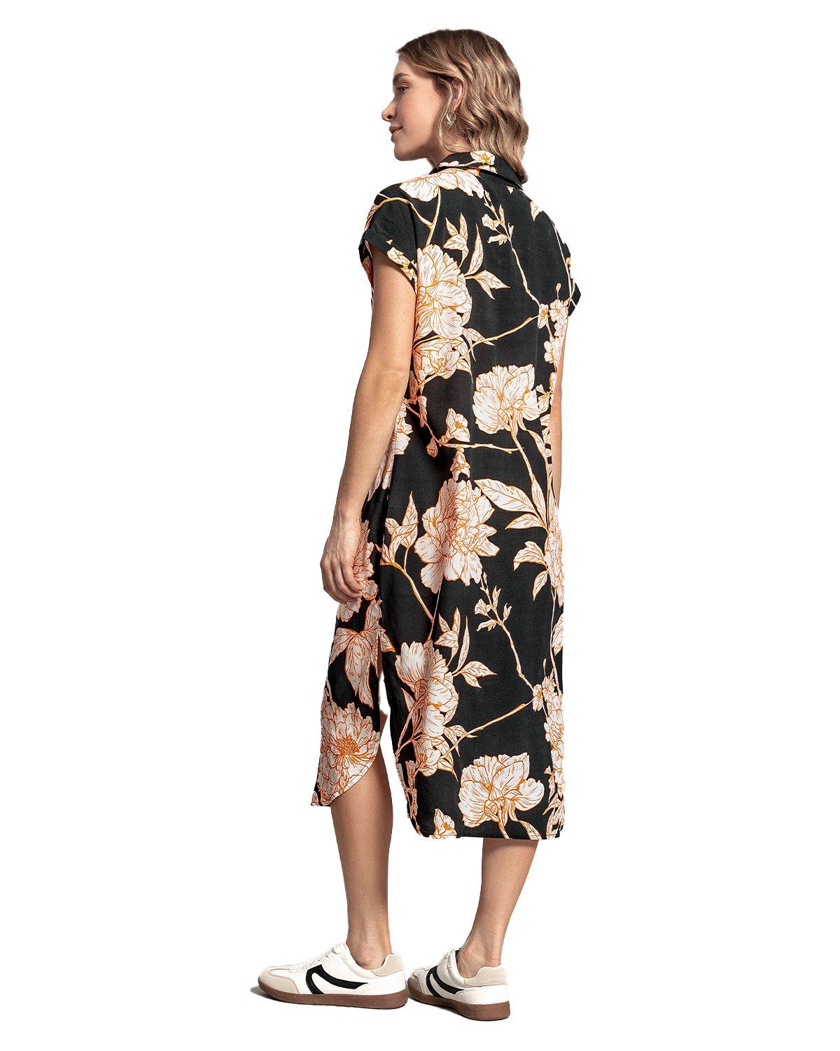 Leonisa Vestido largo abotonable con cuello J2207 Estampado Flores-1