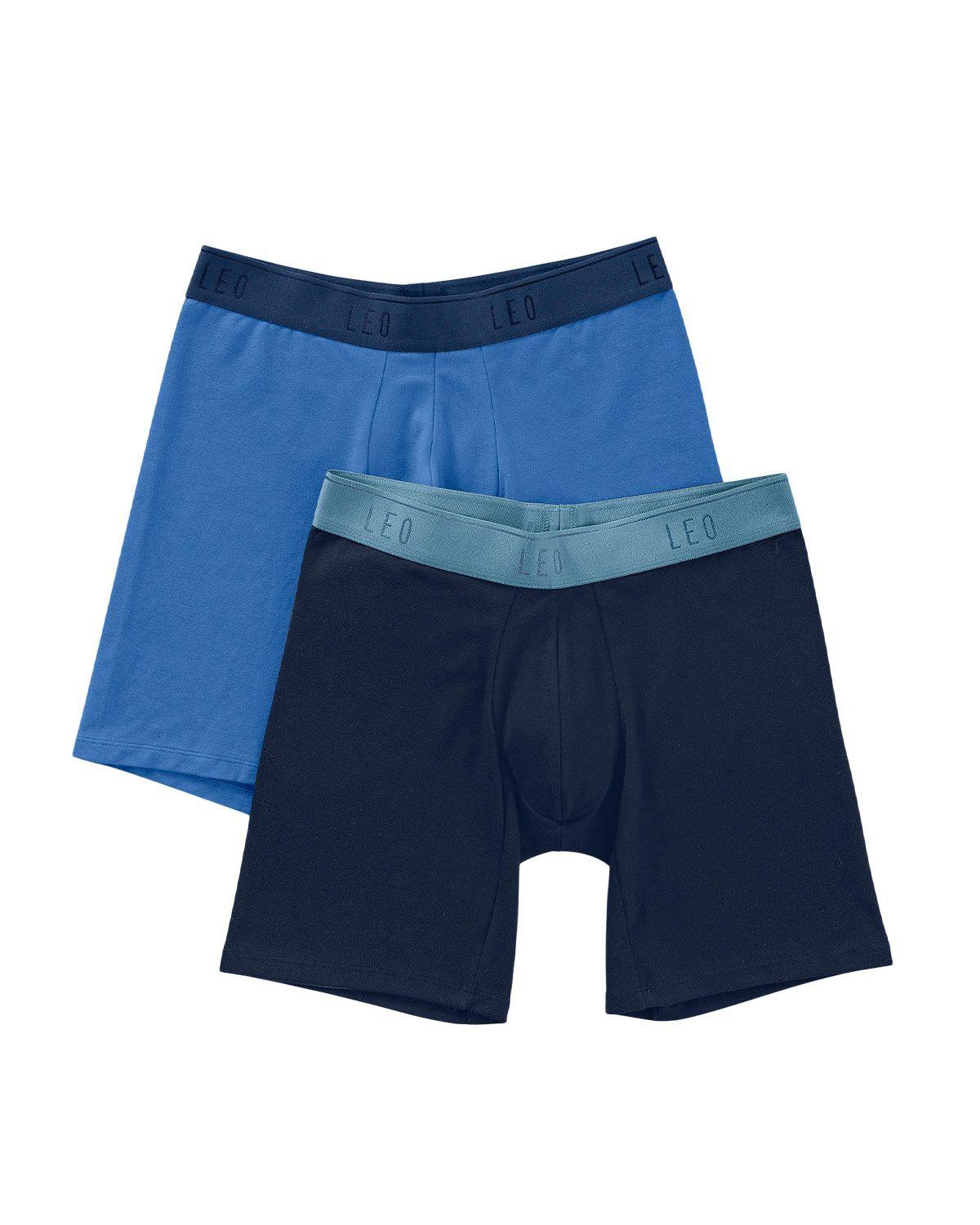 Leo Boxer Masculino Largo 33253X2 Azul Oscuro / Azul Claro-0