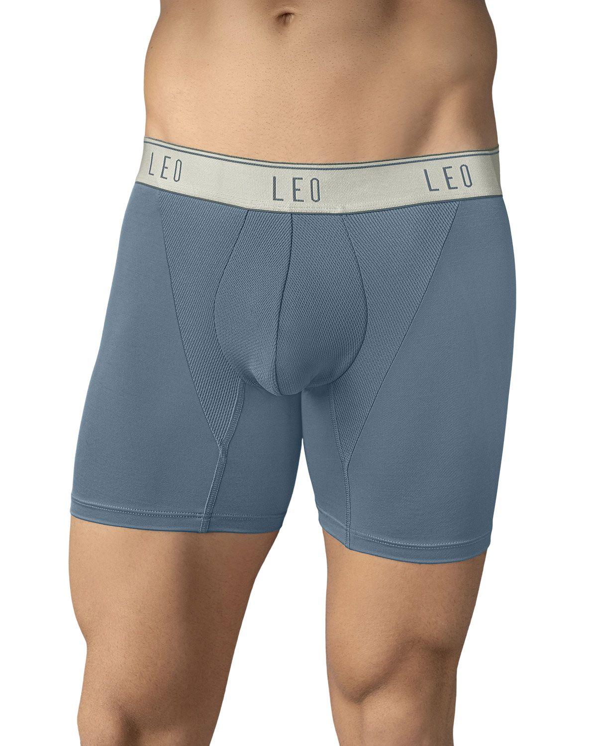 Leo Boxer Masculino 033354 Azul Grisaceo/Elastico Metalizado-0