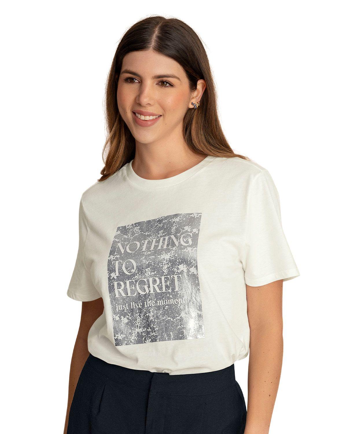 Leonisa Camiseta en algodón manga corta con estampado localizado J1722S Marfil Estampado-0