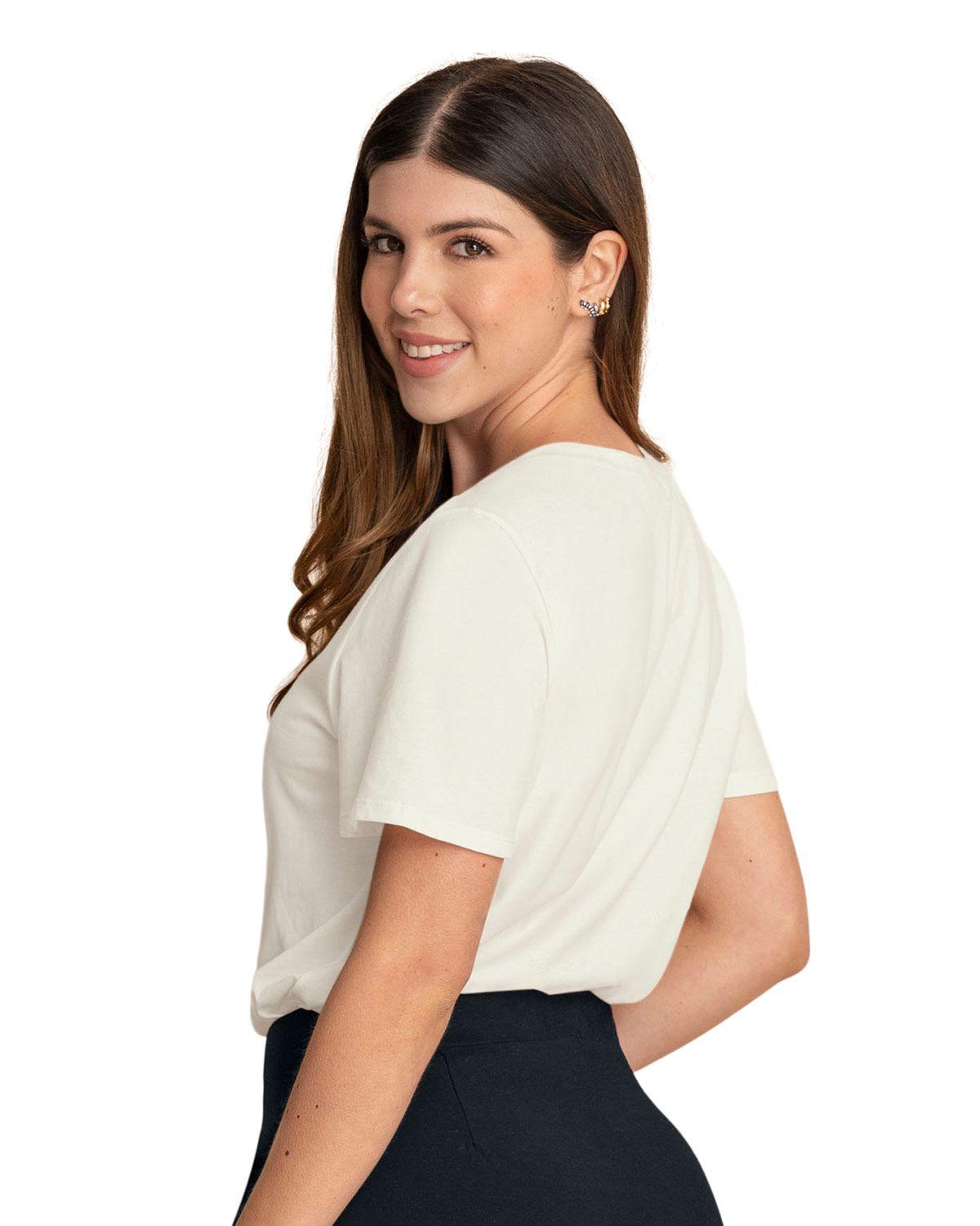 Leonisa Camiseta en algodón manga corta con estampado localizado J1722S Marfil Estampado-1