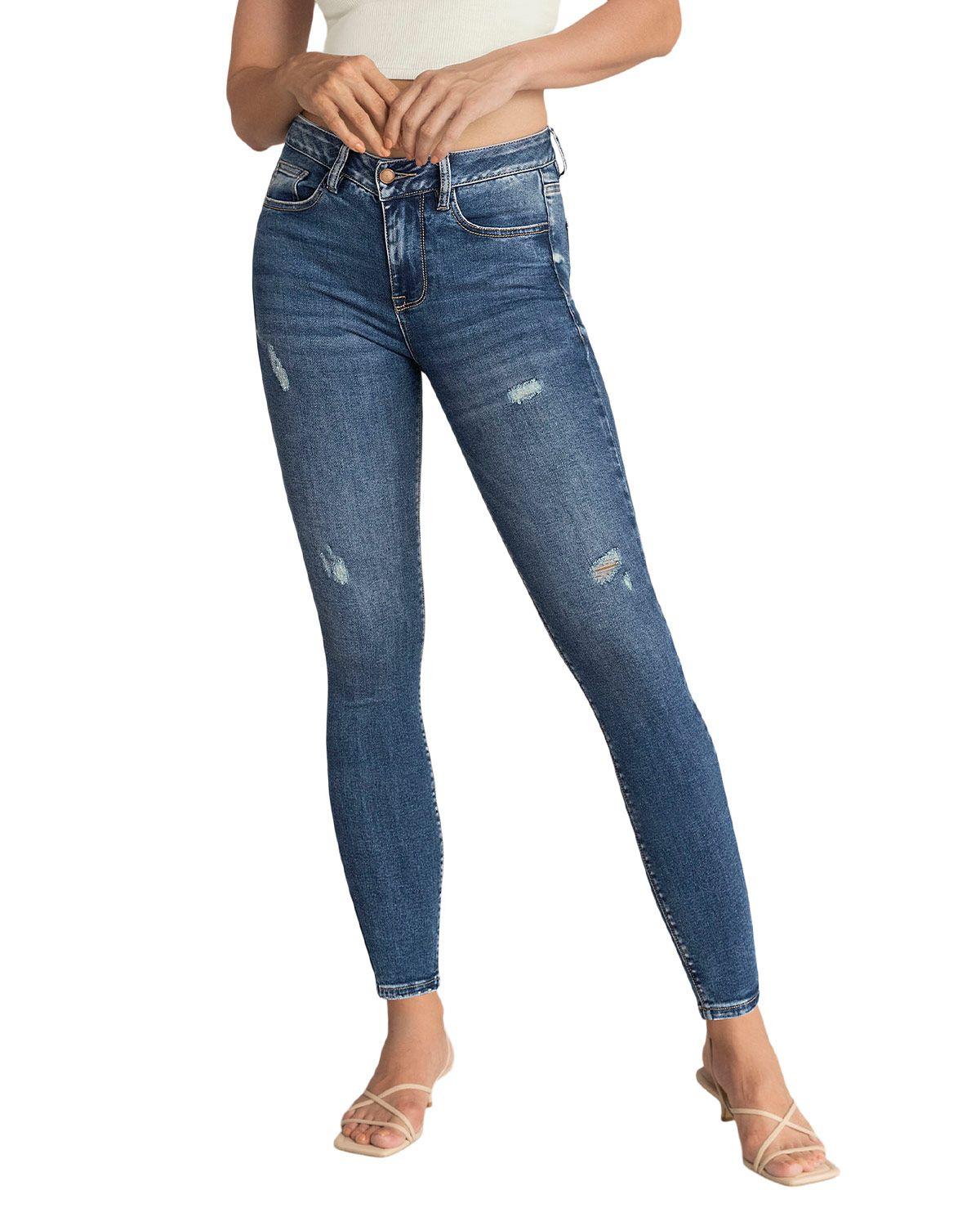Leonisa Skinny jean con bolsillos funcionales F6872 Azul Medio-0